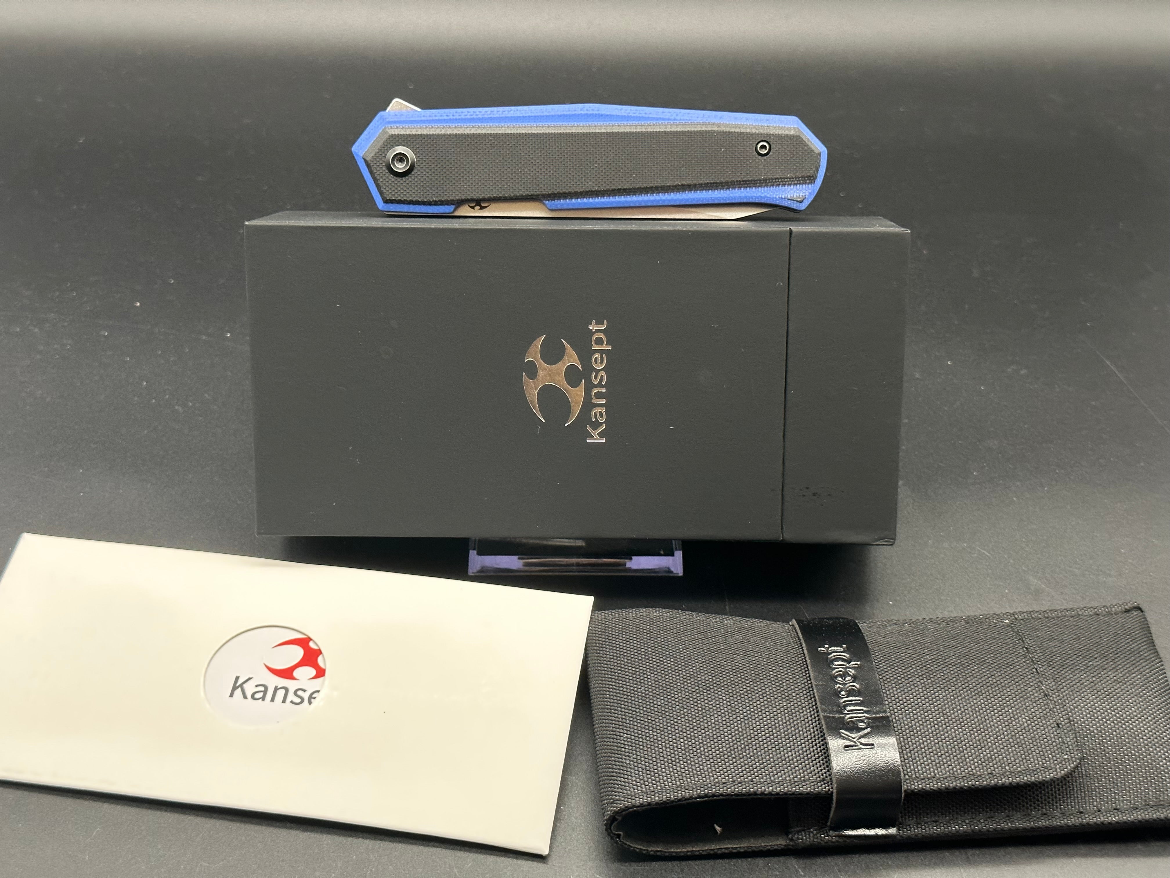 KANSEPT INTEGRA Folding Knife - Blue/Black G10 Handle, 154CM Stainless Steel Blade - Perfect for EDC, Camping & Outdoor Adventures