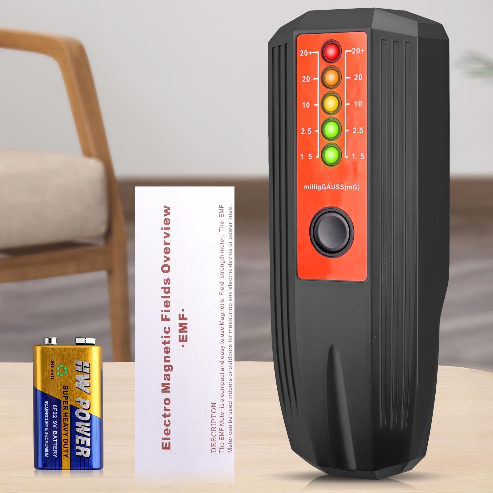 Professional LED EMF Meter - Digital Electromagnetic Field Detector (0-20mG) for Ghost Hunting & Paranormal Investigations | EMF Tester for Home, Office & Electronic Devices (Computer, Printer, Microwave, Phone) | Radiation Protection & Safety Measurement Tool