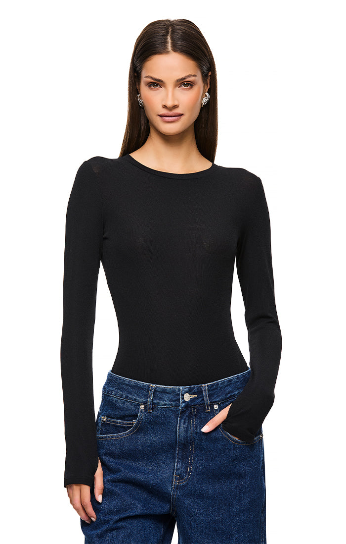Dove Black Long Sleeve Women's Top - Soft Stretch Casual Shirt for Everyday Wear & Layering