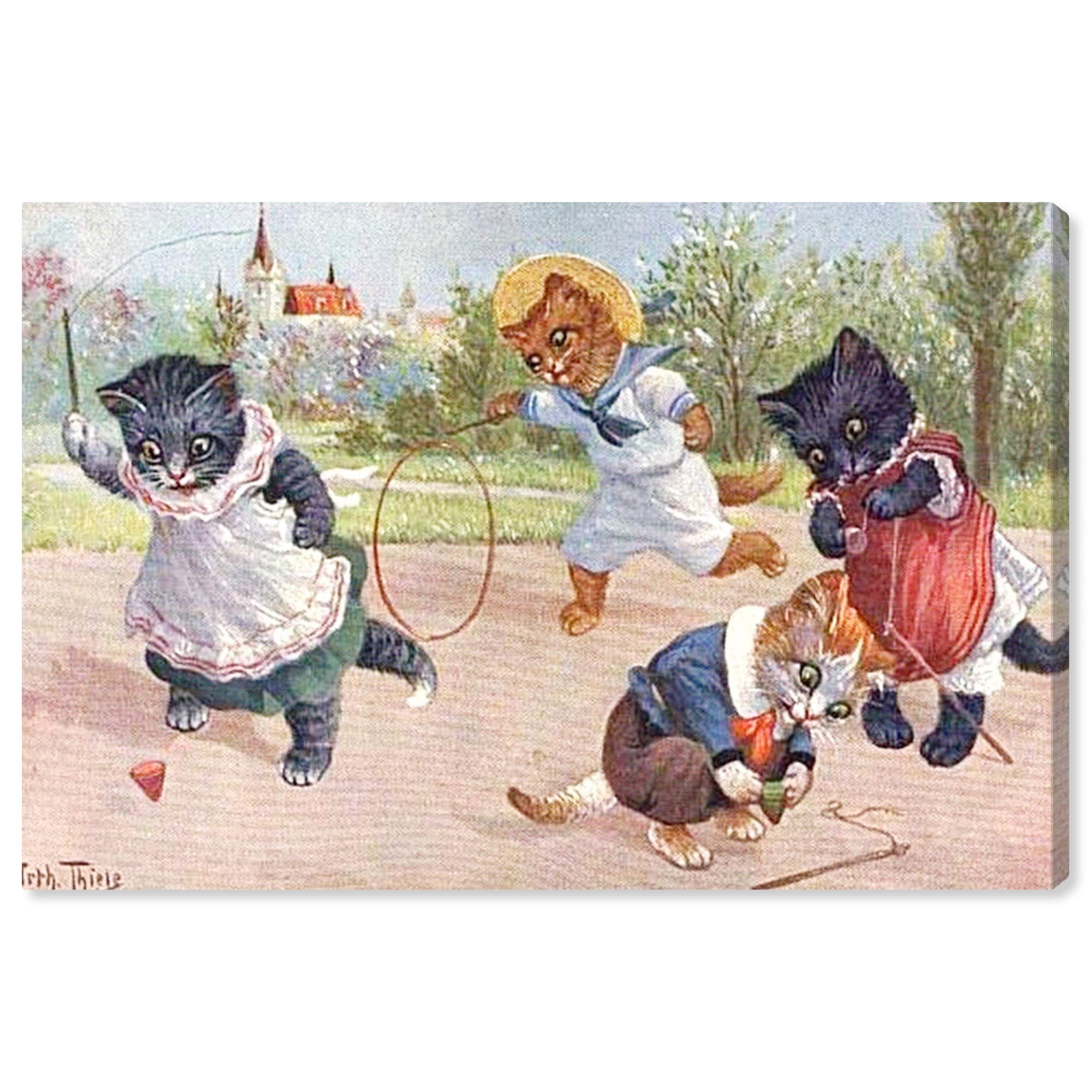 Oliver Gal Artist Co. 'Kittens Playing in The Park' Animal Wall Art Canvas Print - 45