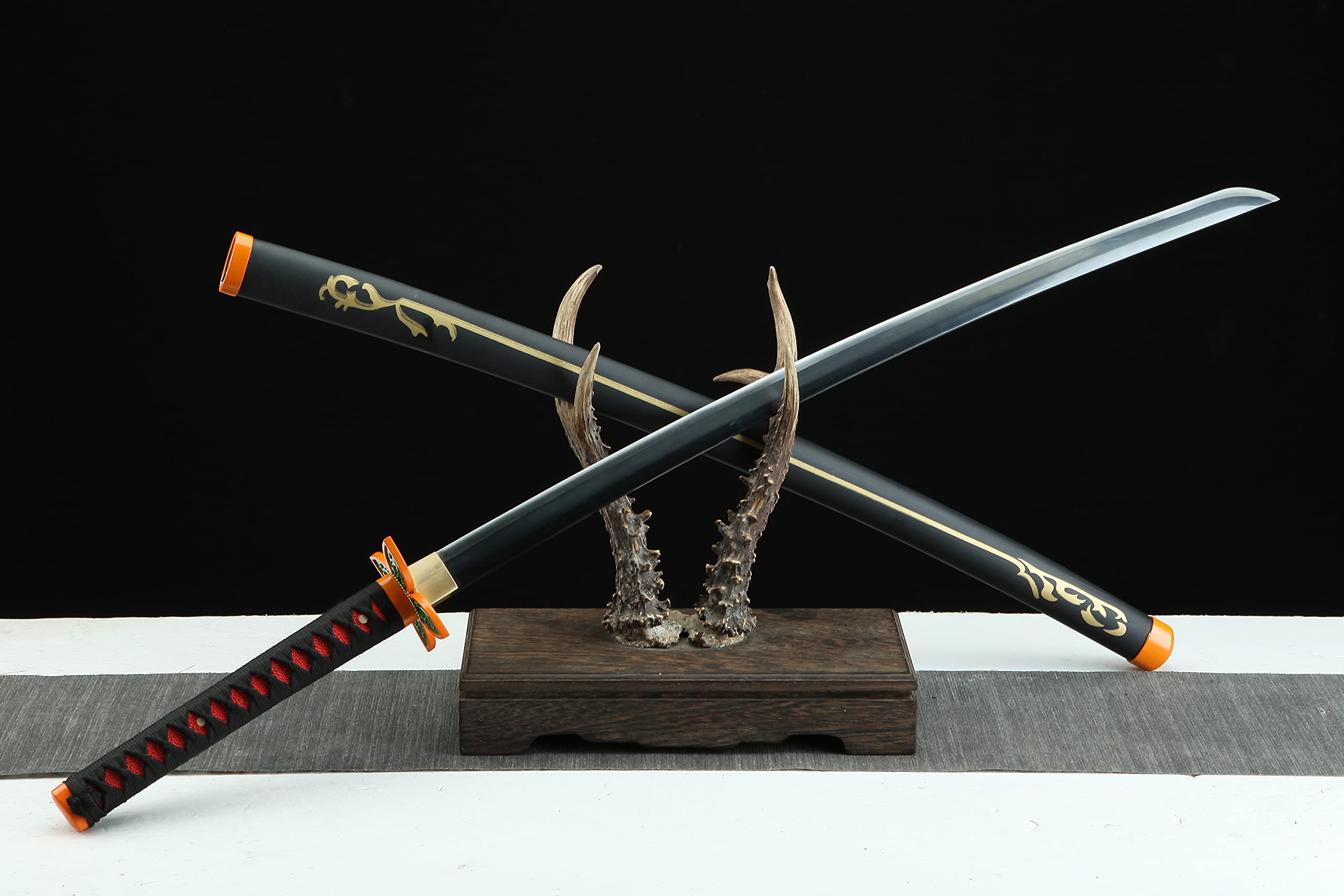 Demon Slayer Sword - Kimetsu no Yaiba Japanese Anime Cosplay Replica (Kamado Tanjirou/Kochou Shinobu) - High Carbon Steel Blade for Collectors & Cosplay Events | Perfect for Anime Conventions, Halloween Costumes & Display