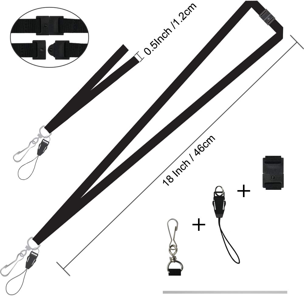 Black Retractable Badge Lanyard with ID Holder - 3Pack for Nurses, Office & Keychain Use