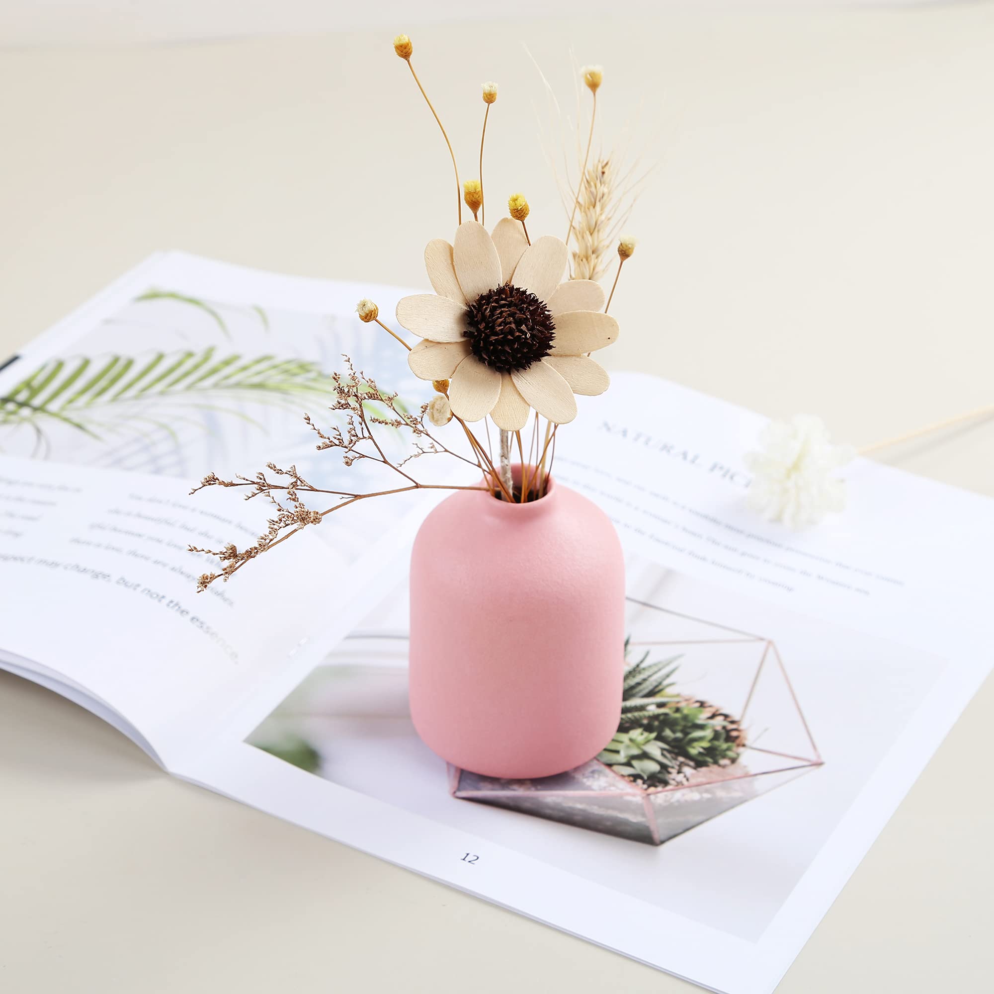 Elegant Pink Ceramic Vase for Home Decor - Handcrafted Flower Vase for Dried Flowers, Living Room Centerpiece, Floral Arrangement & Photography Props | Perfect for Boho, Farmhouse & Modern Interior Design