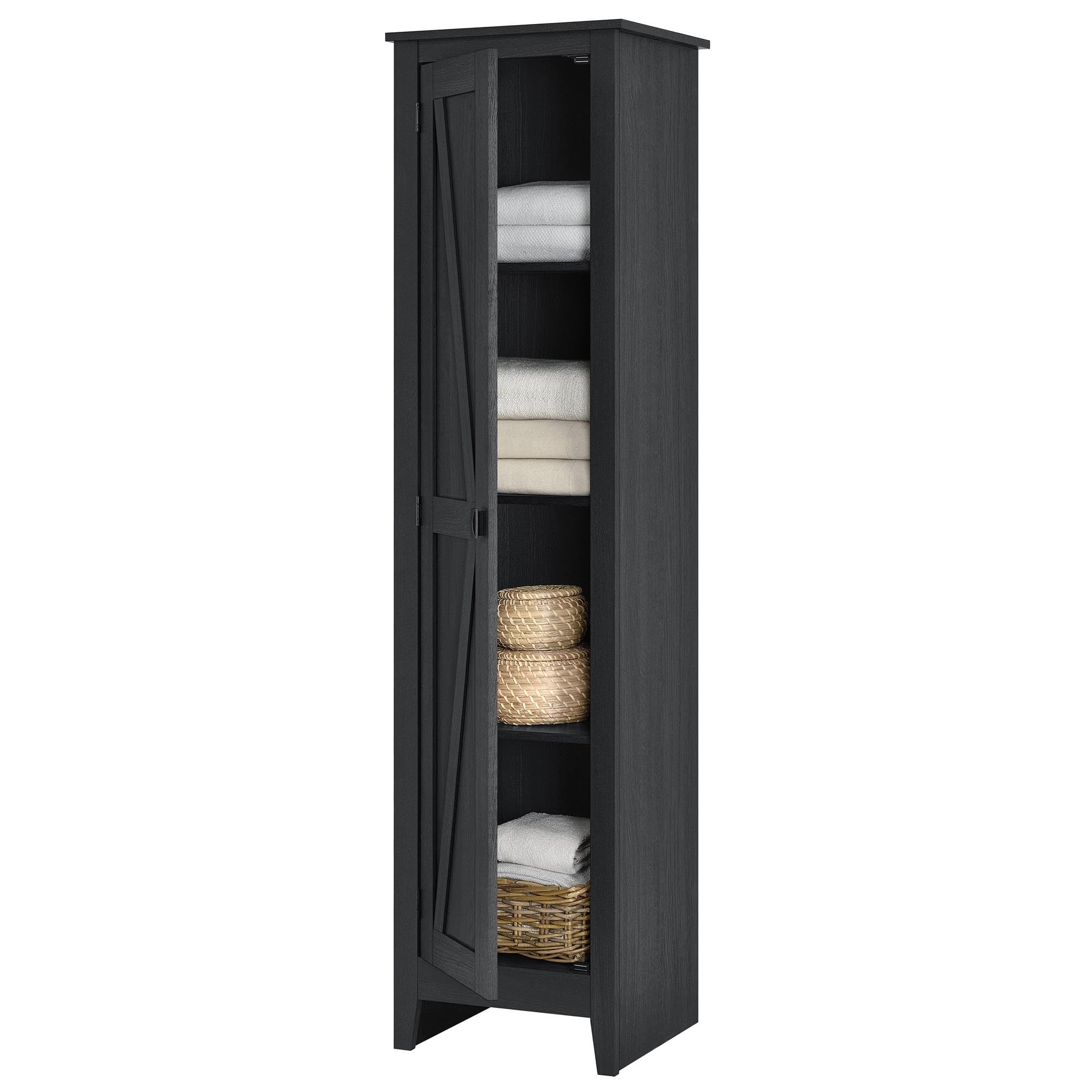SystemBuild 18-Inch Wide Black Oak Storage Cabinet - Perfect for Garage, Office, and Home Organization