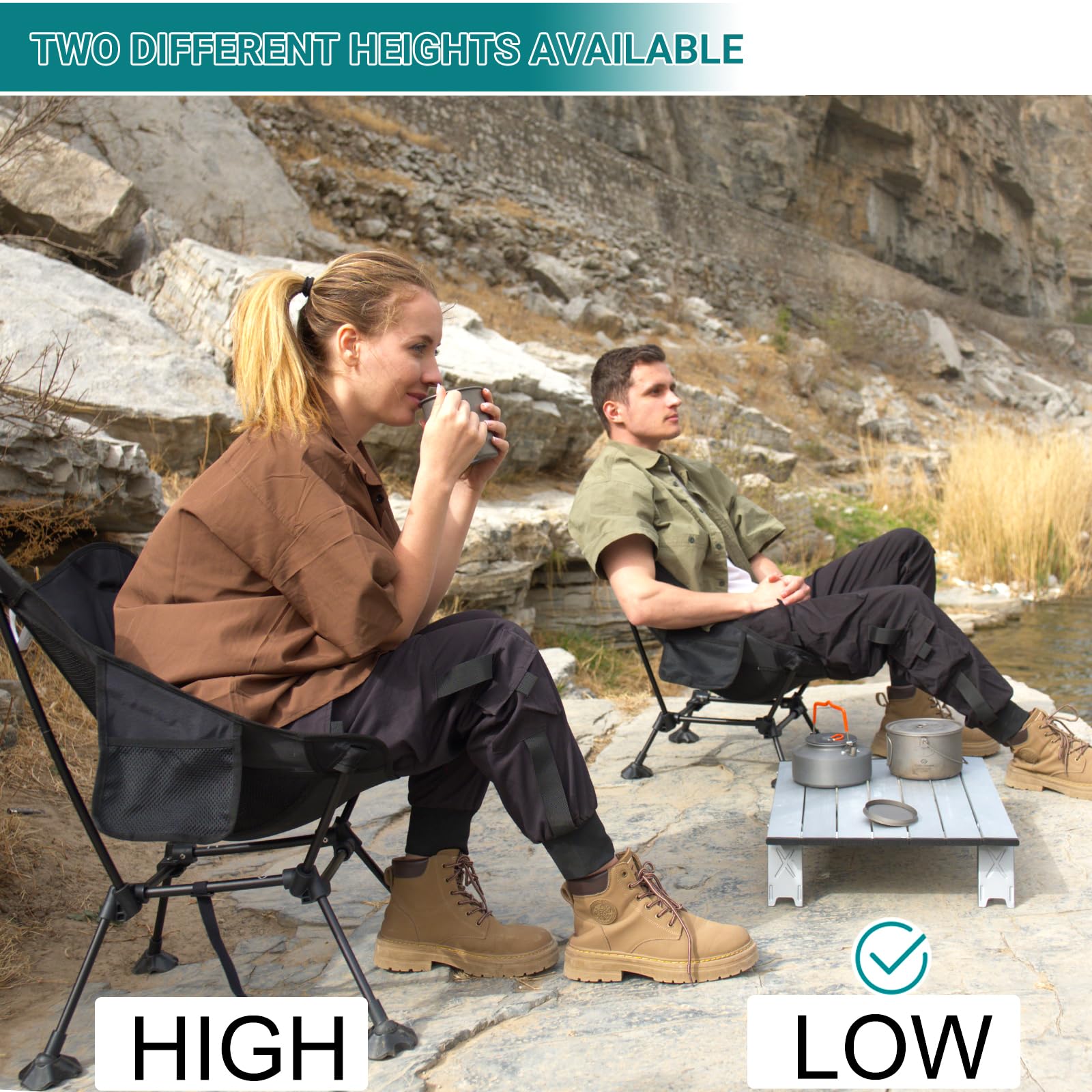 Ultralight Aluminum Camping Chair for Adults - Compact & Portable Backpacking, Hiking, Beach Chair with Anti-Sinking Feet - Perfect for Outdoor Adventures, Travel, Picnics, and Beach Relaxation