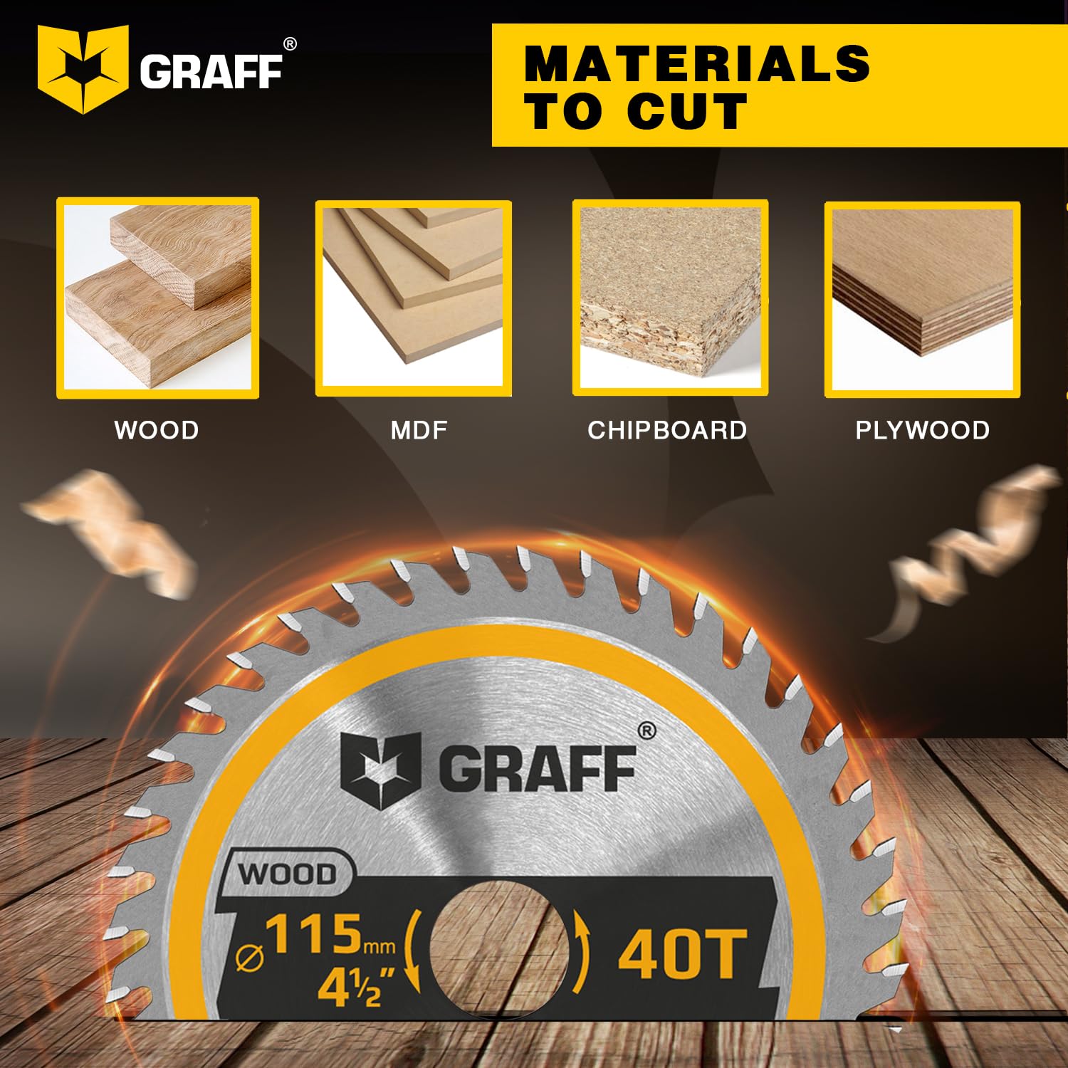 4-1/2 Inch Angle Grinder Circular Saw Blade - 40-Tooth Wood Cutting Disc for Wood, Plywood, Laminate, Drywall & Plastic with 7/8 Inch Arbor | Perfect for DIY Projects, Carpentry & Home Renovations by GRAFF