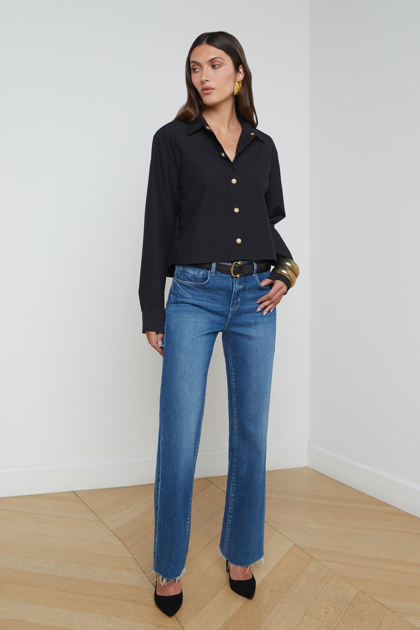 L'Agence Cossette Women's Button Down Shirt - Classic Long Sleeve Blouse for Work, Office & Casual Wear | Stylish & Comfortable Top for Everyday Outfits