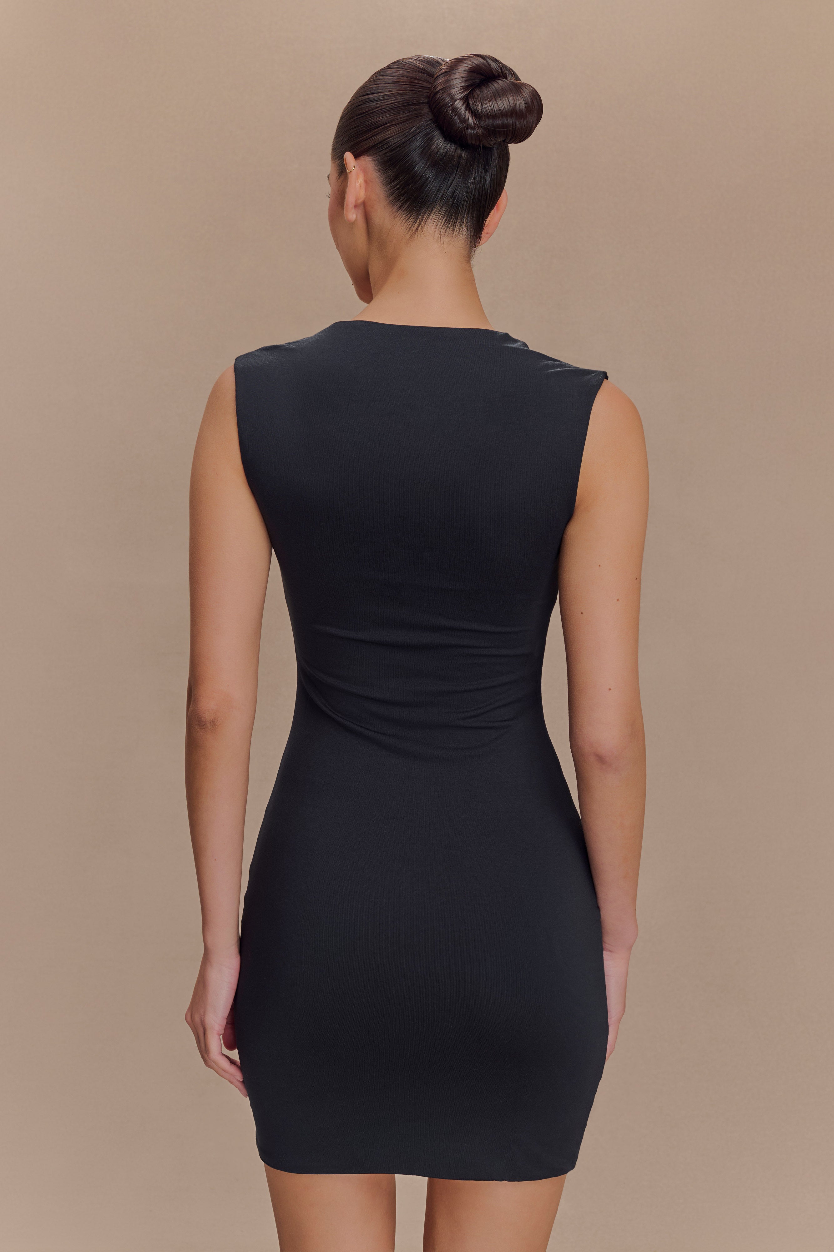 Tatianna Lace Trim Modal Mini Dress in Black - Elegant & Comfortable Summer Outfit for Parties, Dates & Casual Wear