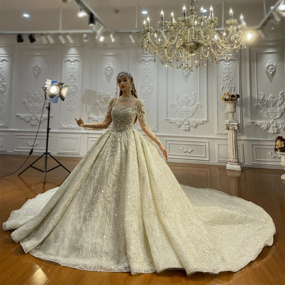 Elegant Ball Gown Wedding Dress for Brides 2025 - Lace Detailing & Flowy Skirt | Perfect for Church Ceremonies, Formal Receptions & Bridal Portraits