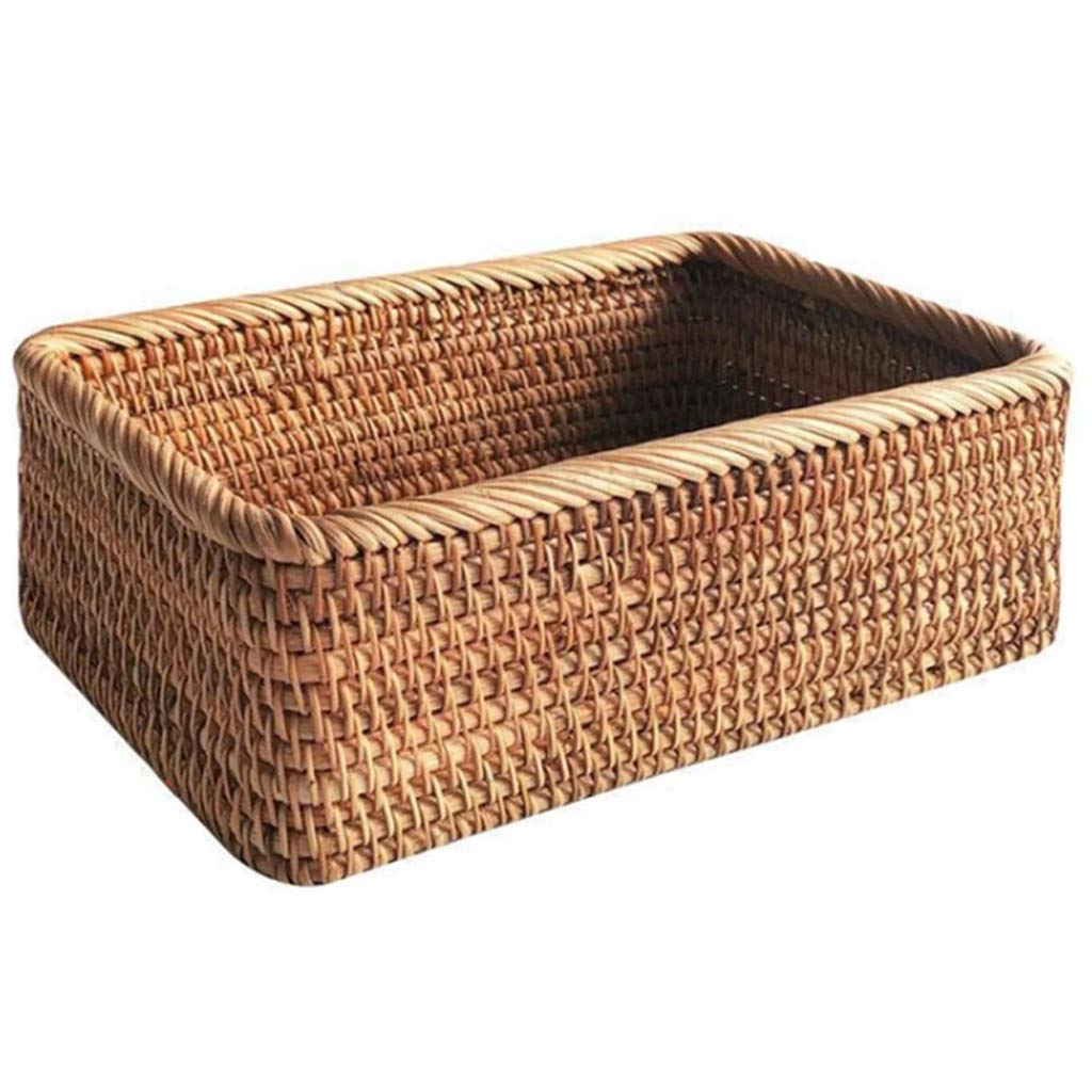 Hand-Woven Rectangular Rattan Basket for Fruit, Bread & Picnic Storage | Natural Wicker Organizer for Kitchen, Bathroom & Home Decor | Perfect for Tea Parties, Snack Organization & Cosmetic Display
