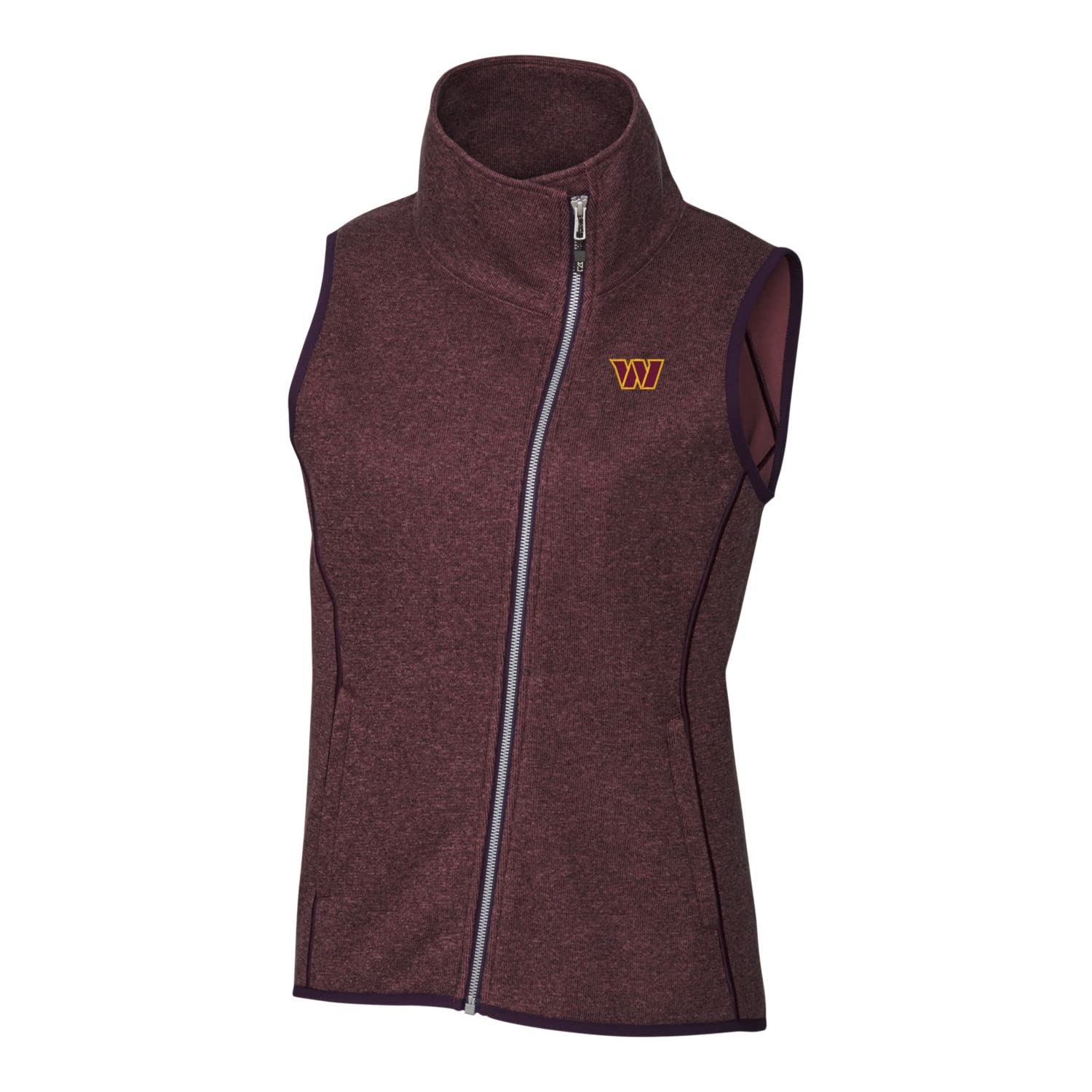 Cutter & Buck Women's Heathered NFL Mainsail Full-Zip Vest - Lightweight Puffer Jacket for Football Fans, Outdoor Activities & Casual Wear