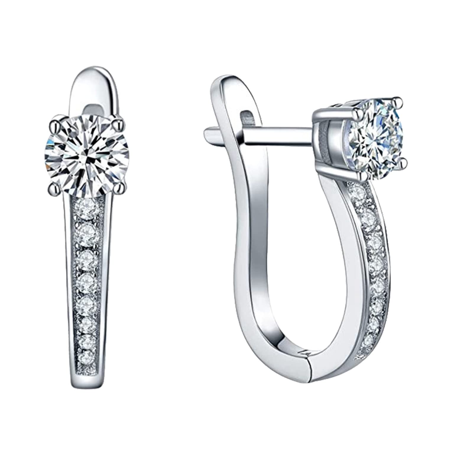 Sterling Silver Rhinestone Hoop Diamond Stud Earrings for Women - 24K Gold Plated Valentine's Day Jewelry Gift for Her | Perfect for Date Night, Anniversary & Special Occasions