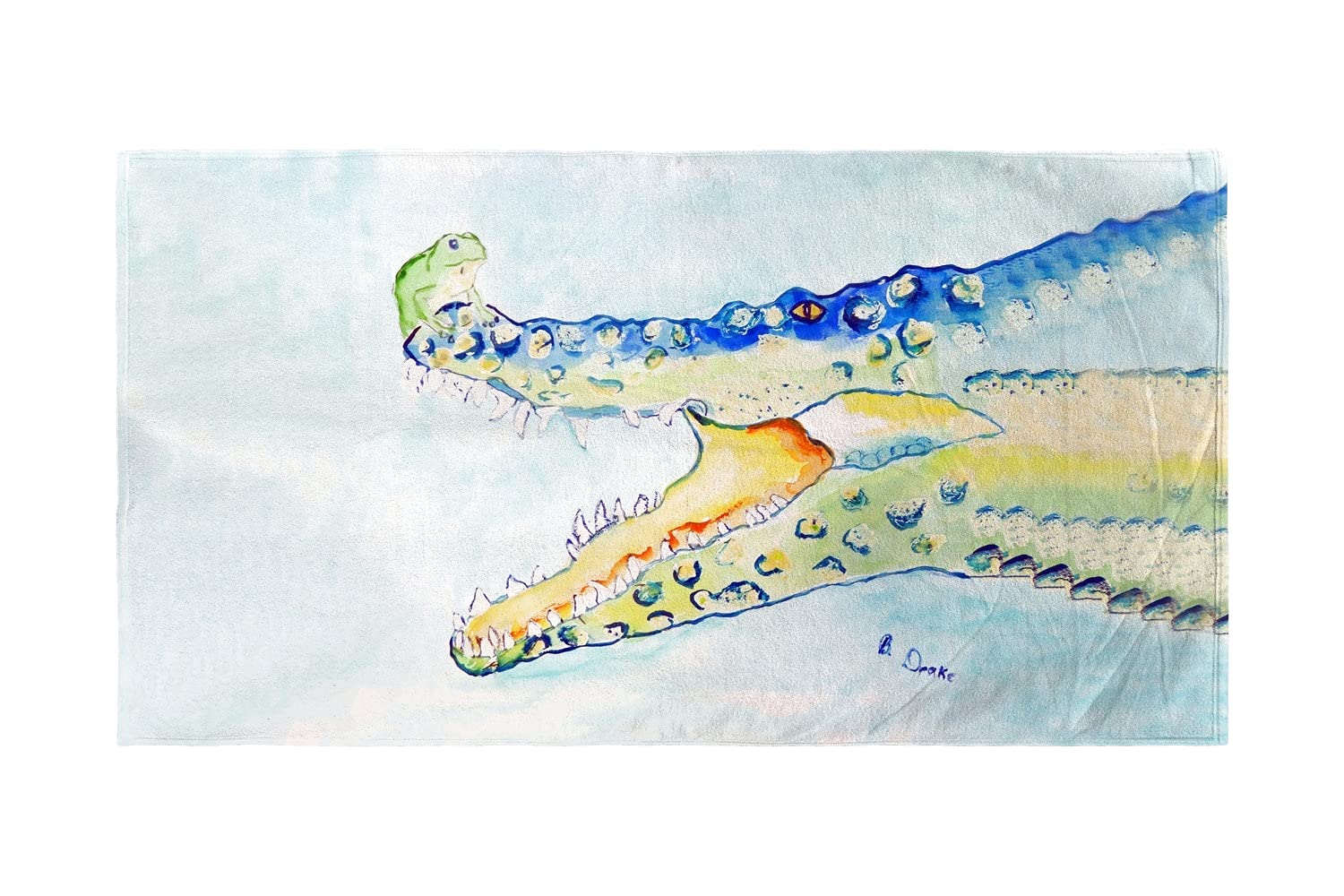 Betsy Drake Crocodile & Frog Beach Towel - Large Soft Absorbent Quick-Dry Towel for Pool, Beach, Picnic & Outdoor Activities