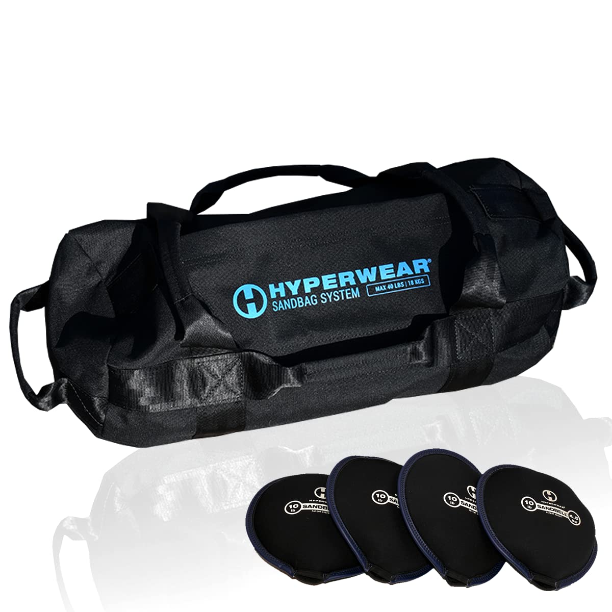 HYPERWEAR Adjustable Sandbag System - Heavy-Duty Workout Sandbags with Handles & Pre-Filled SandBell Filler (25lb, 40lb, 80lb, 160lb) for Strength Training, CrossFit, Home Gym & Outdoor Fitness