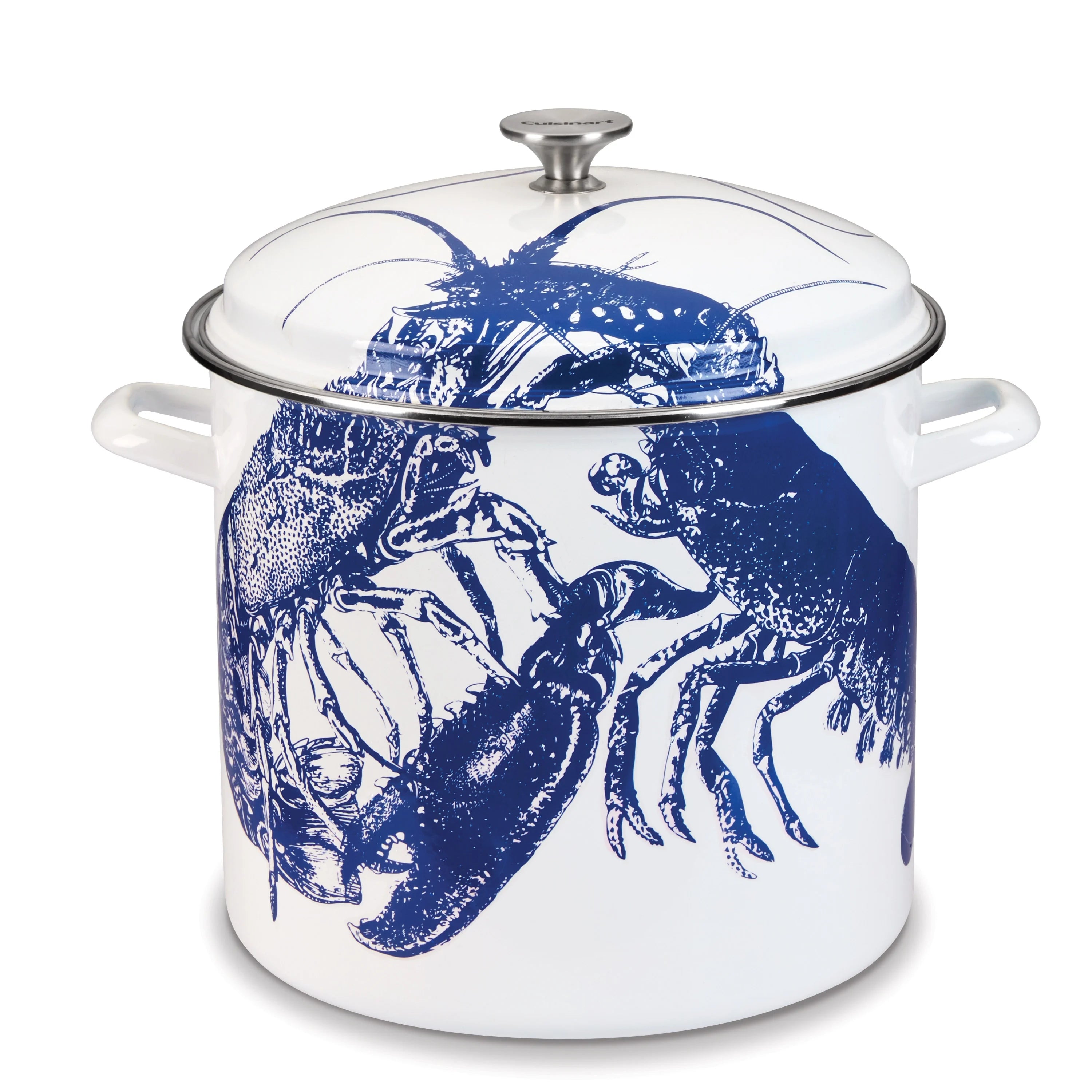 Cuisinart 16 Quart Enameled Steel Stockpot - Limited Edition Lobster Design by Caskata - Perfect for Soups, Stews & Seafood Boils
