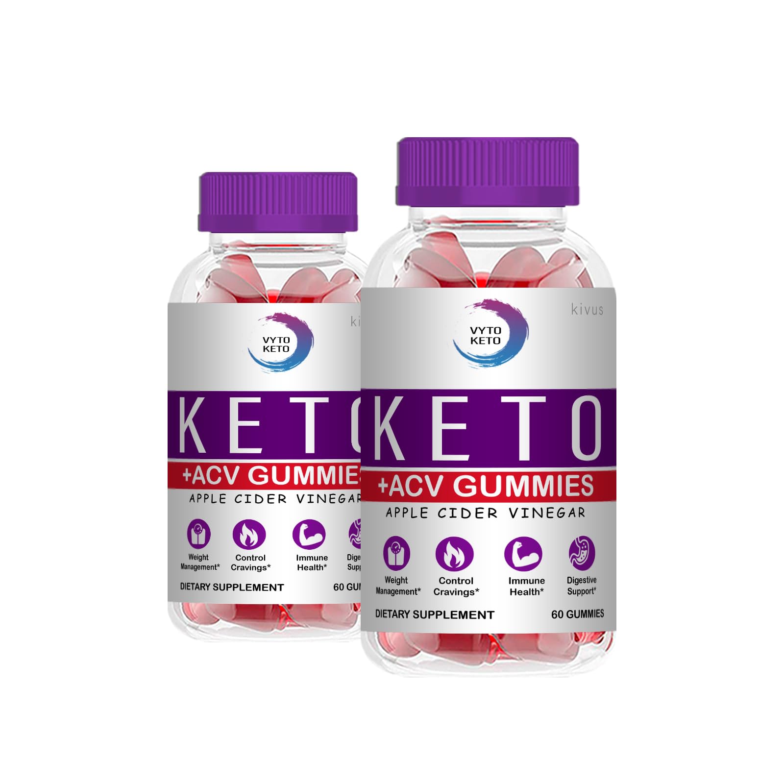 Kivus Vyto Keto Gummies with Apple Cider Vinegar - Sugar Free Ketogenic Diet Supplement (2 Pack, 120 Gummies) for Weight Management & Energy Boost | Perfect for Low Carb Lifestyle & On-the-Go Snacking