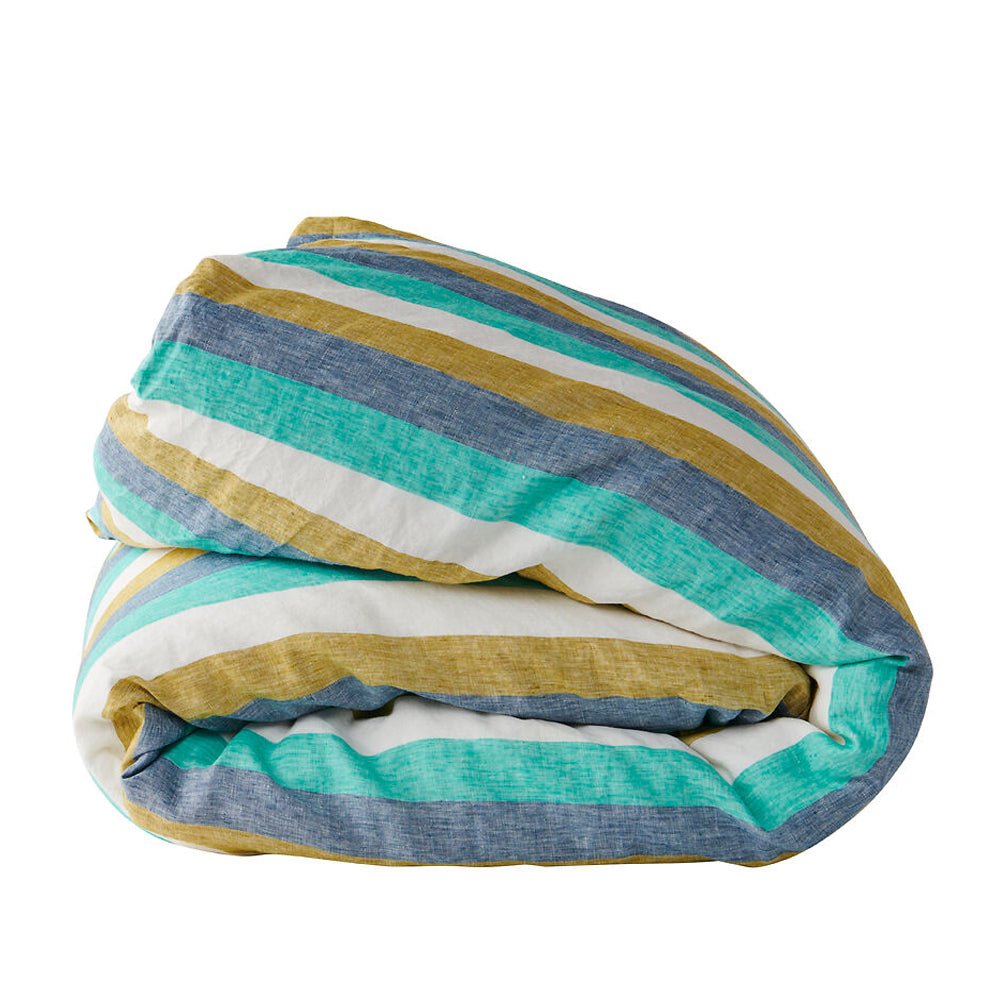 Lagoon Stripe Duvet Cover Set - Soft & Breathable Bedding - Blue & White Striped Queen/King Size - Perfect for Coastal & Nautical Bedroom Decor