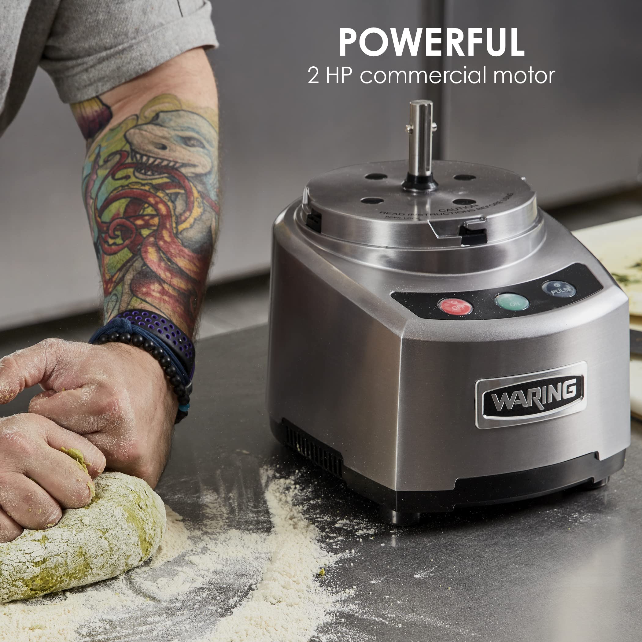 Waring Commercial 4 Quart Food Processor - 2 HP Heavy Duty Motor, XL Feed Tube, LiquiLock Bowl System - Chops, Purees, Emulsifies - Perfect for Restaurants, Catering & Bulk Food Prep - 120V, 5-15 Phase Plug (WFP16SC, Black)