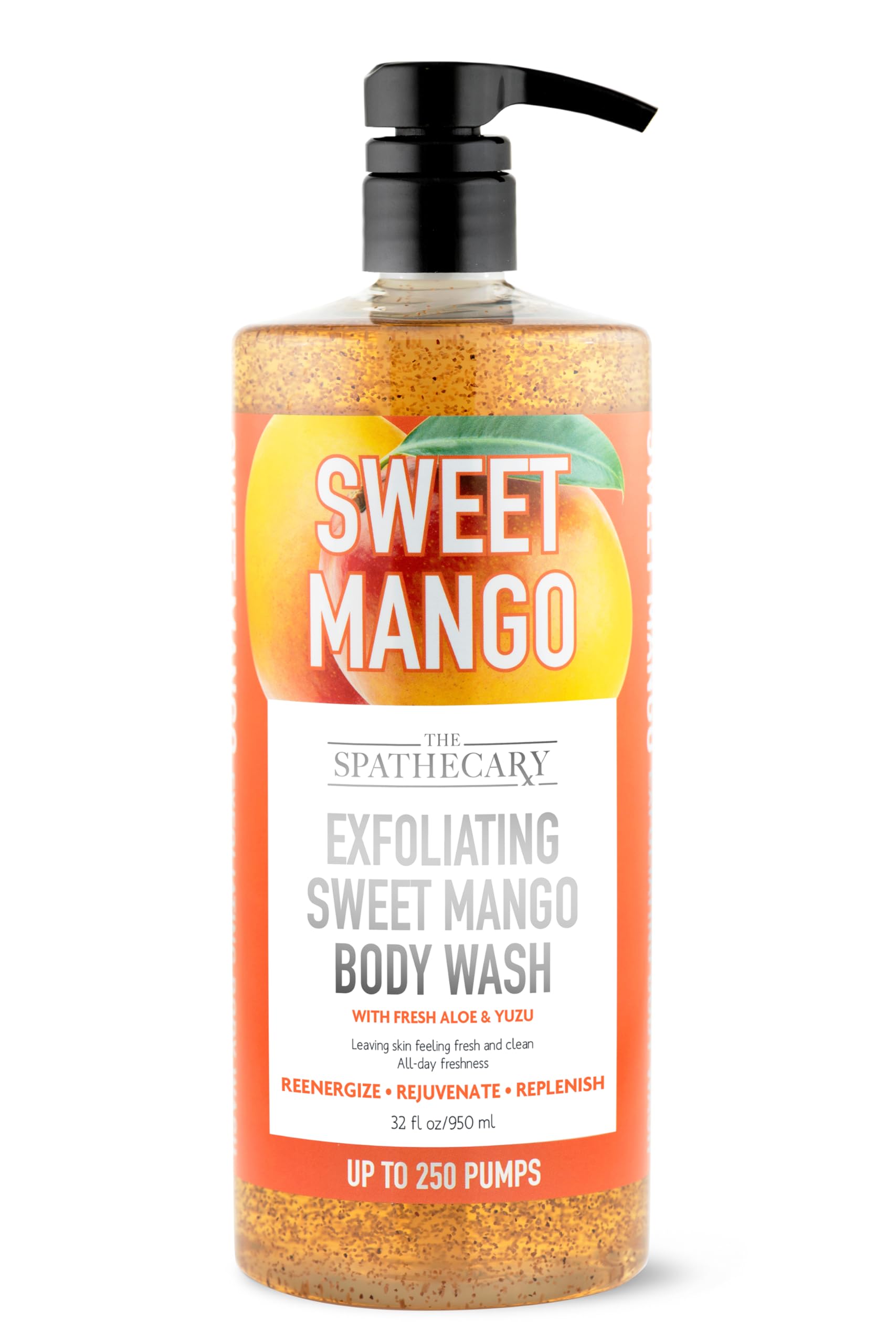 Exfoliating Sweet Mango Body Wash with Aloe & Yuzu - Antioxidant-Rich 32oz Shower Gel for Smooth Skin | Perfect for Dry Skin Care & Daily Hydration