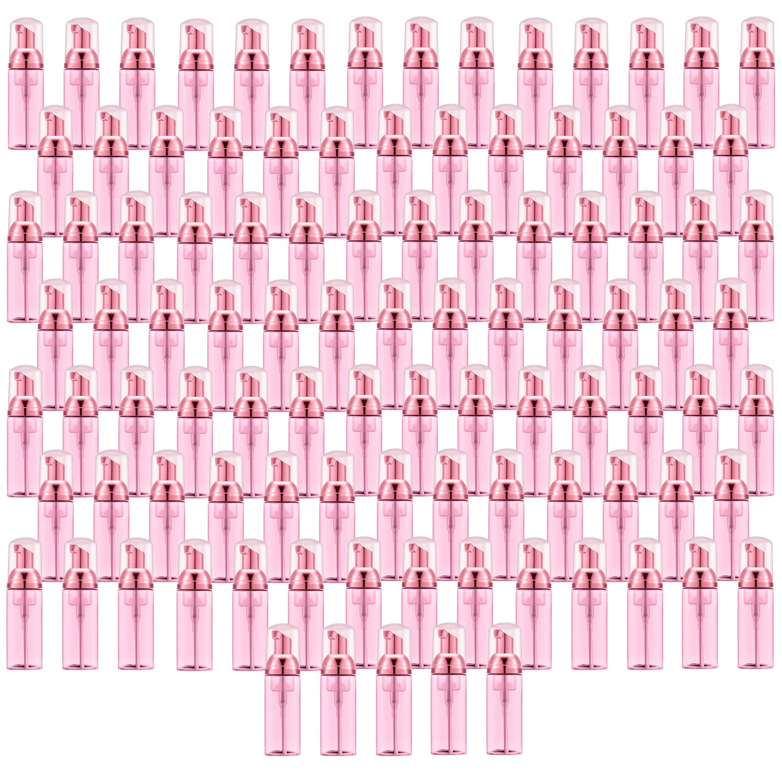 Lil Ray Foam Bottle with Gold Pump - Empty Travel Foaming Dispenser for Hand Soap, Lash Shampoo & Beauty Products (Rose Red, 100-Pack) - Perfect for Salon, Spa, Home & Travel Use