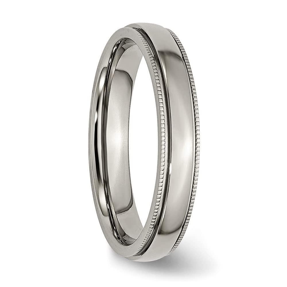 Titanium Grooved & Beaded Edge 4mm Wedding Band Ring for Men - Size 10, Durable & Hypoallergenic Jewelry - Perfect for Anniversary, Engagement, and Everyday Wear