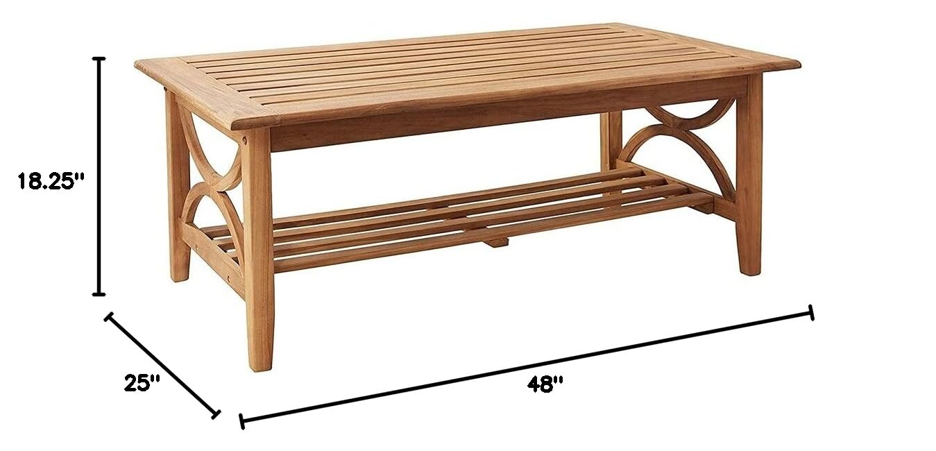 Cambridge Casual Chester Superior Indonesian Teak Patio Coffee Table - Natural Teak Wood Outdoor Furniture for Garden, Deck, Poolside & Patio