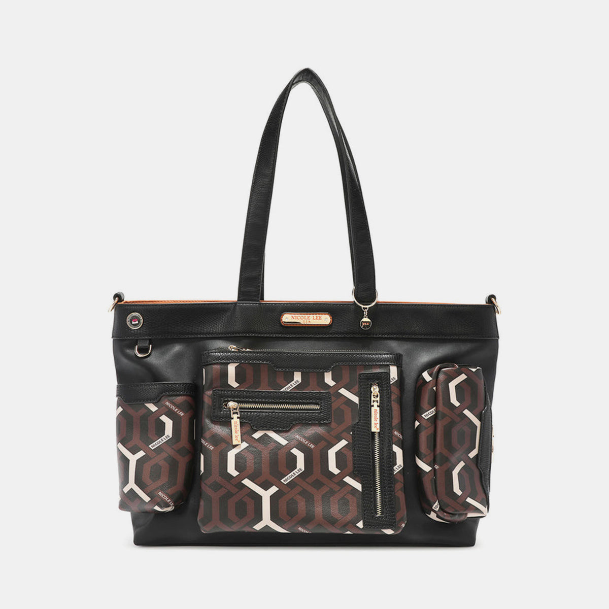 Nicole Lee USA Large Geometric Pattern Handbag for Women - Stylish Tote Bag for Work, Travel, and Everyday Use