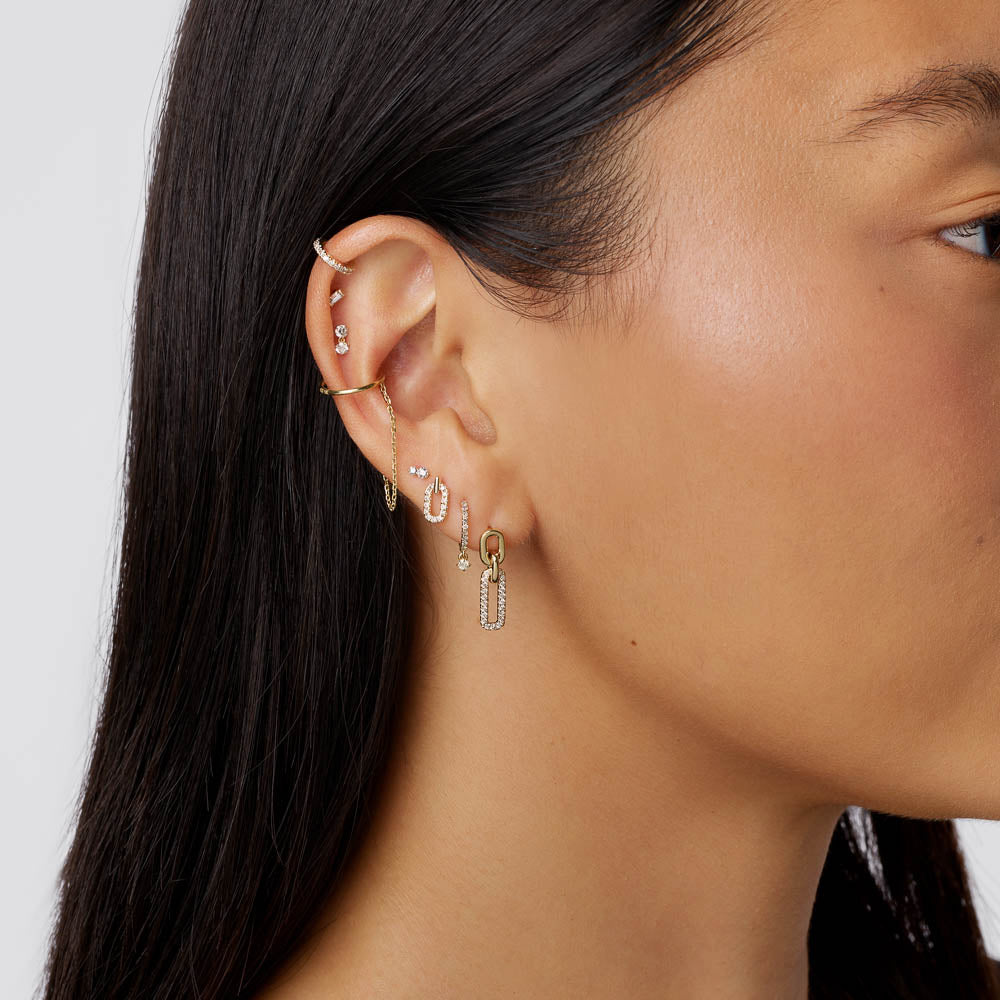 10K Gold Drop Chain Single Ear Cuff - Elegant Minimalist Earring for Women - Perfect for Parties, Weddings & Everyday Wear