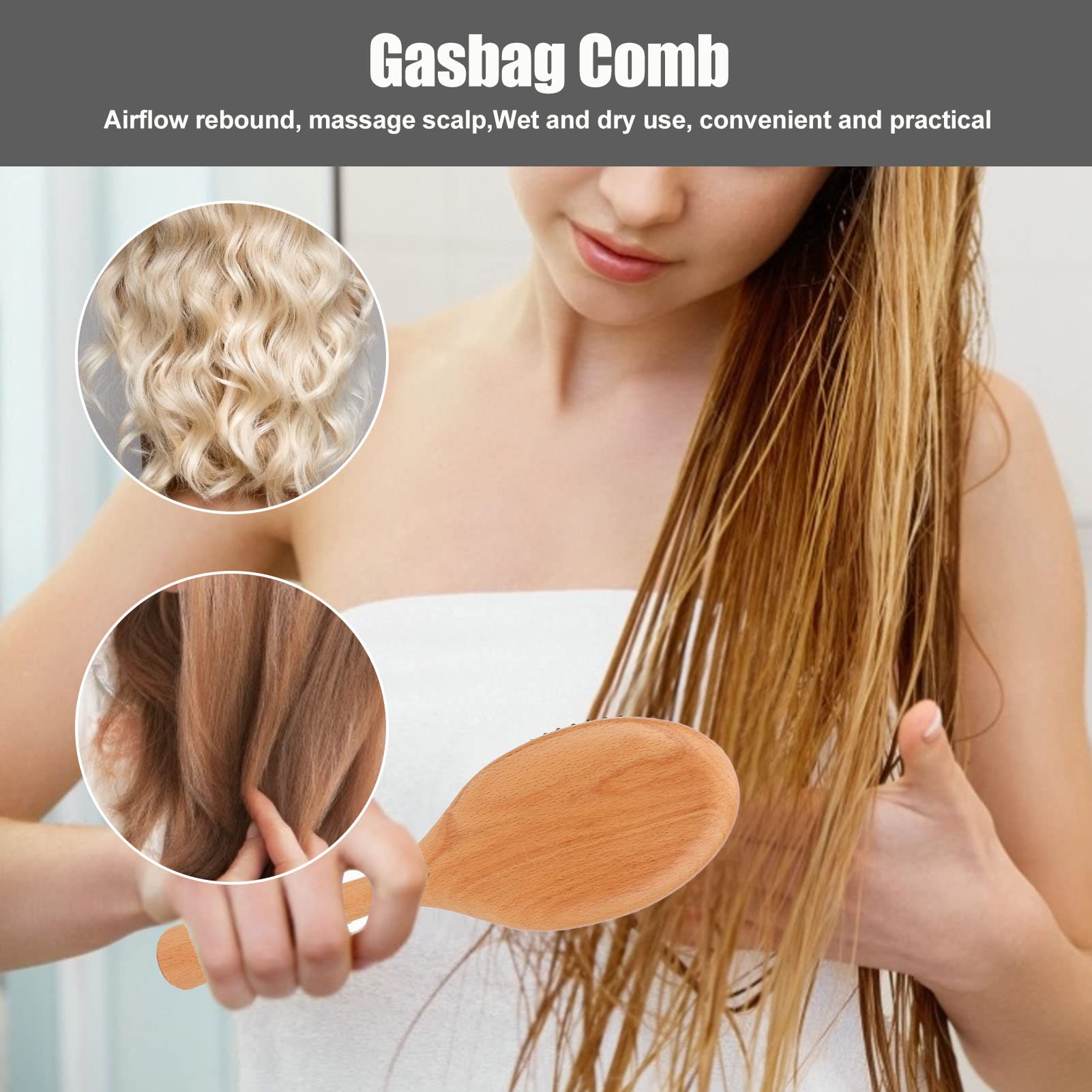 **Wooden Handle Air Cushion Hair Brush – Detangling & Massage Comb for Smooth & Healthy Hair – Perfect for Daily Styling, Salon Use & Scalp Care**