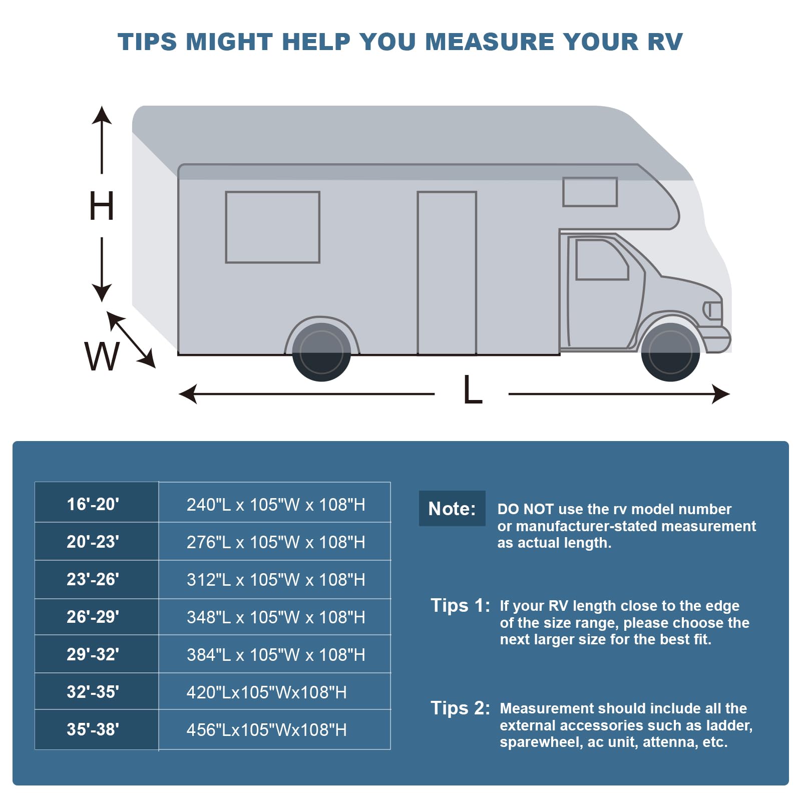 **Upgraded 7-Layer Heavy-Duty RV Cover for 35-38ft Class C Motorhomes – Waterproof, Windproof, UV-Resistant, Anti-Tear with 2 Extra Straps & Repair Patches – Perfect for Winter Storage & Outdoor Protection**