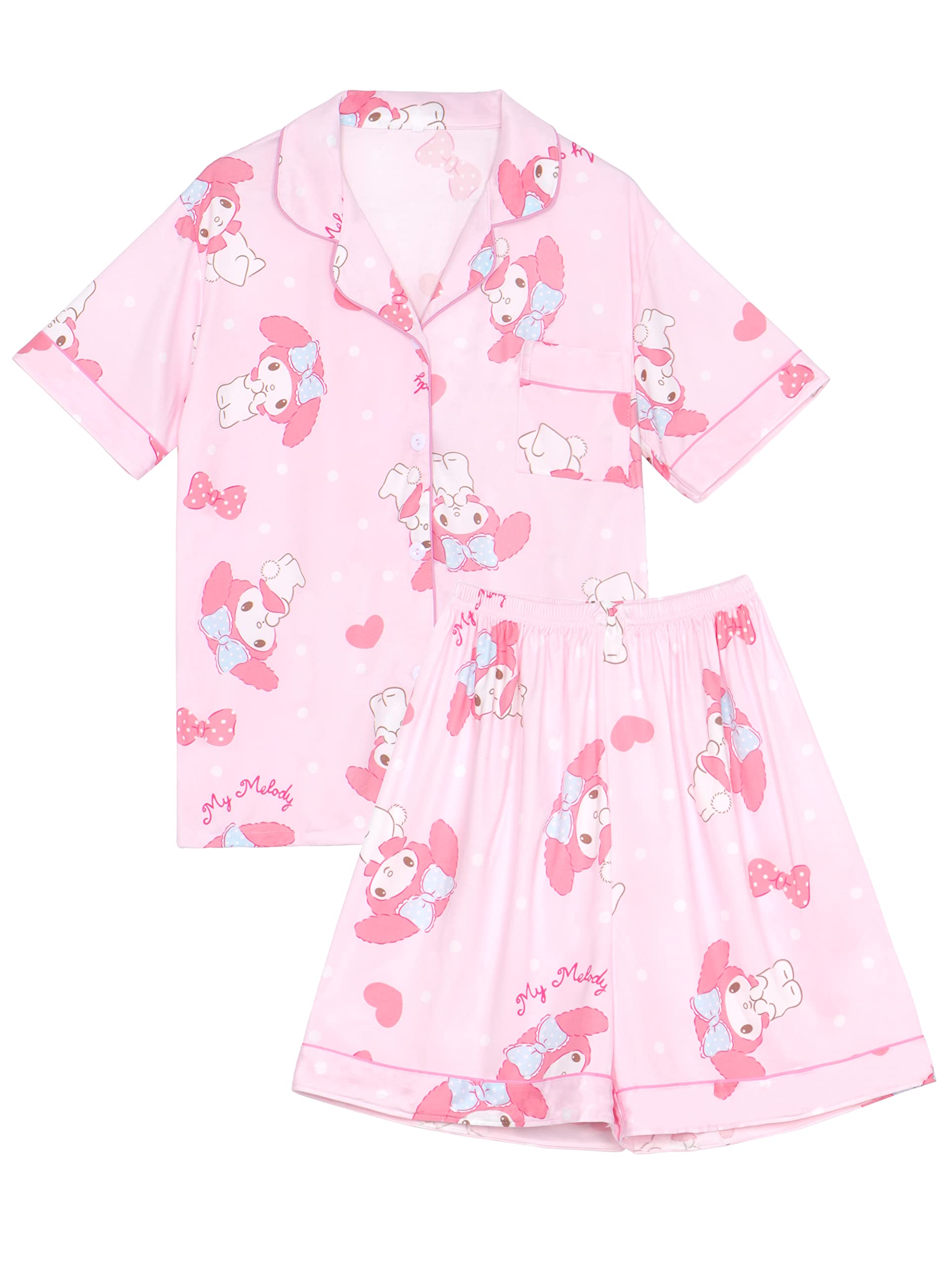 Cute Cartoon Pajama Set for Women - Short Sleeve & Shorts | Sleepwear & Loungewear