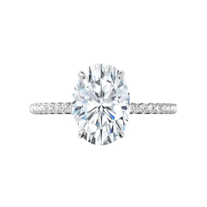 3 CT Oval Moissanite Engagement Ring - Vintage Wedding Eternity Band with 4-Prong Solitaire Setting in Sterling Silver - Perfect Anniversary, Promise Ring & Romantic Gift for Her - Ideal for Proposals, Weddings & Special Occasions