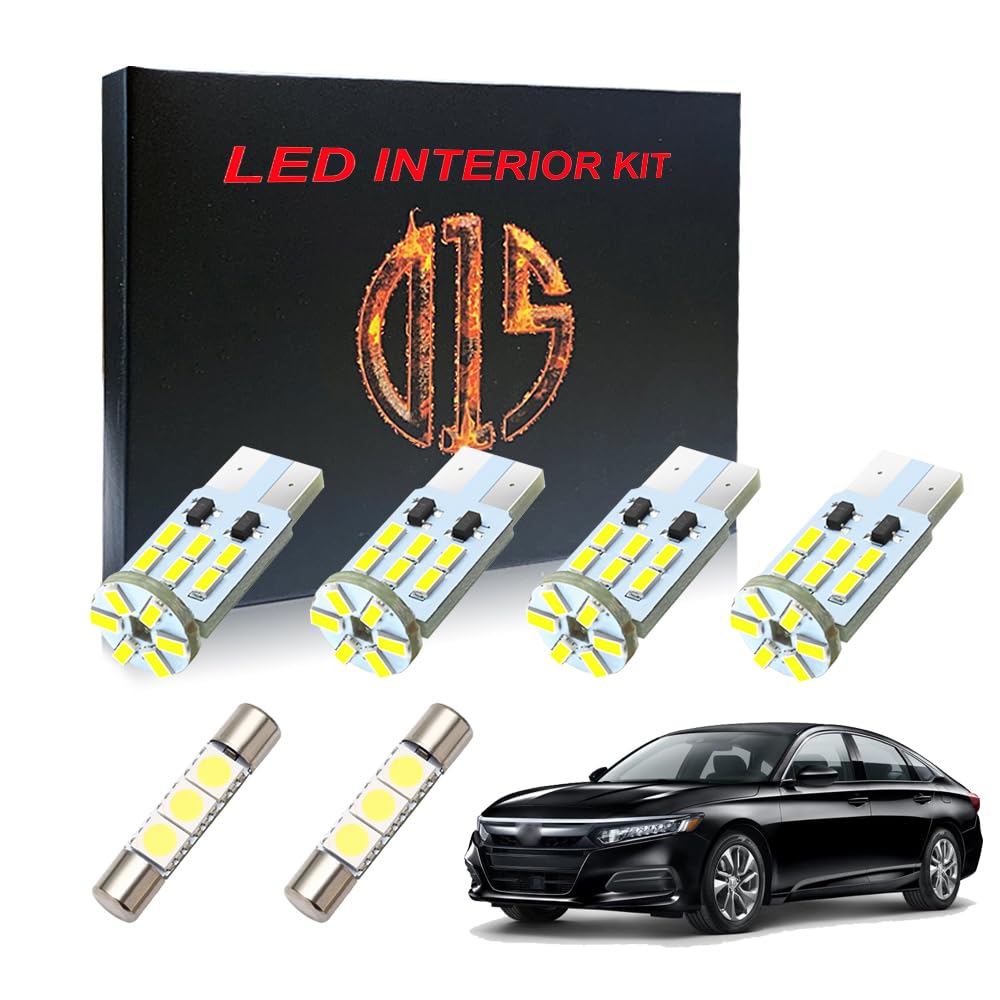 LED Interior Light Bulbs Kit for 2018-2022 Honda Accord - 6000K White Map Dome Trunk Vanity Mirror Replacement Bulbs (6-Piece Set) - Perfect for Night Driving & Car Interior Upgrade