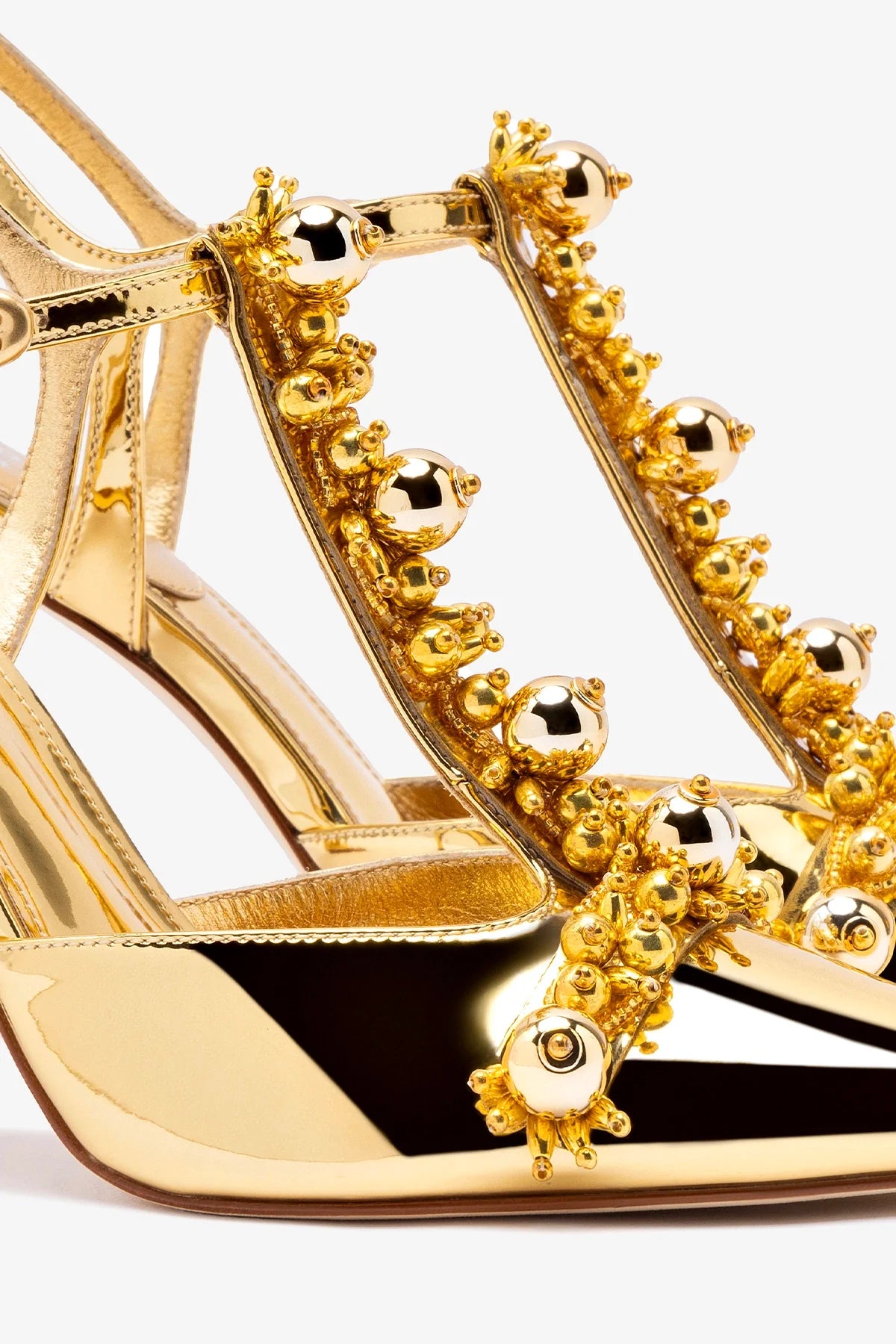 Larroudé x Libertine Women's Gold Specchio & Golden Balls High Heel Pumps - Perfect for Evening Parties, Weddings & Special Occasions