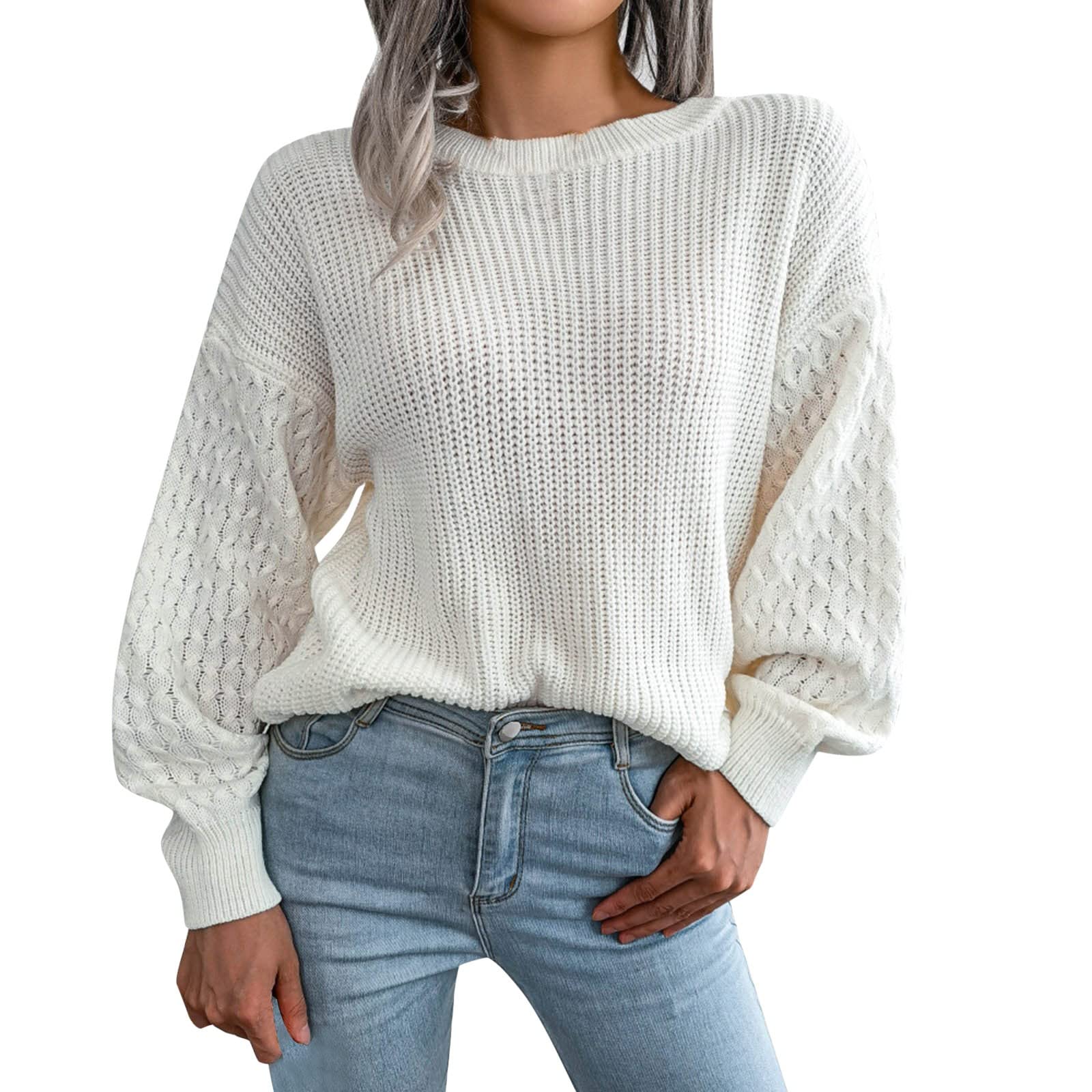 Men's & Women's Winter Sweaters - Long Sleeve Crew Neck Cable Knit Pullover for Fall & Winter | Warm Solid Color Sweater for Casual Outfits & Cold Weather
