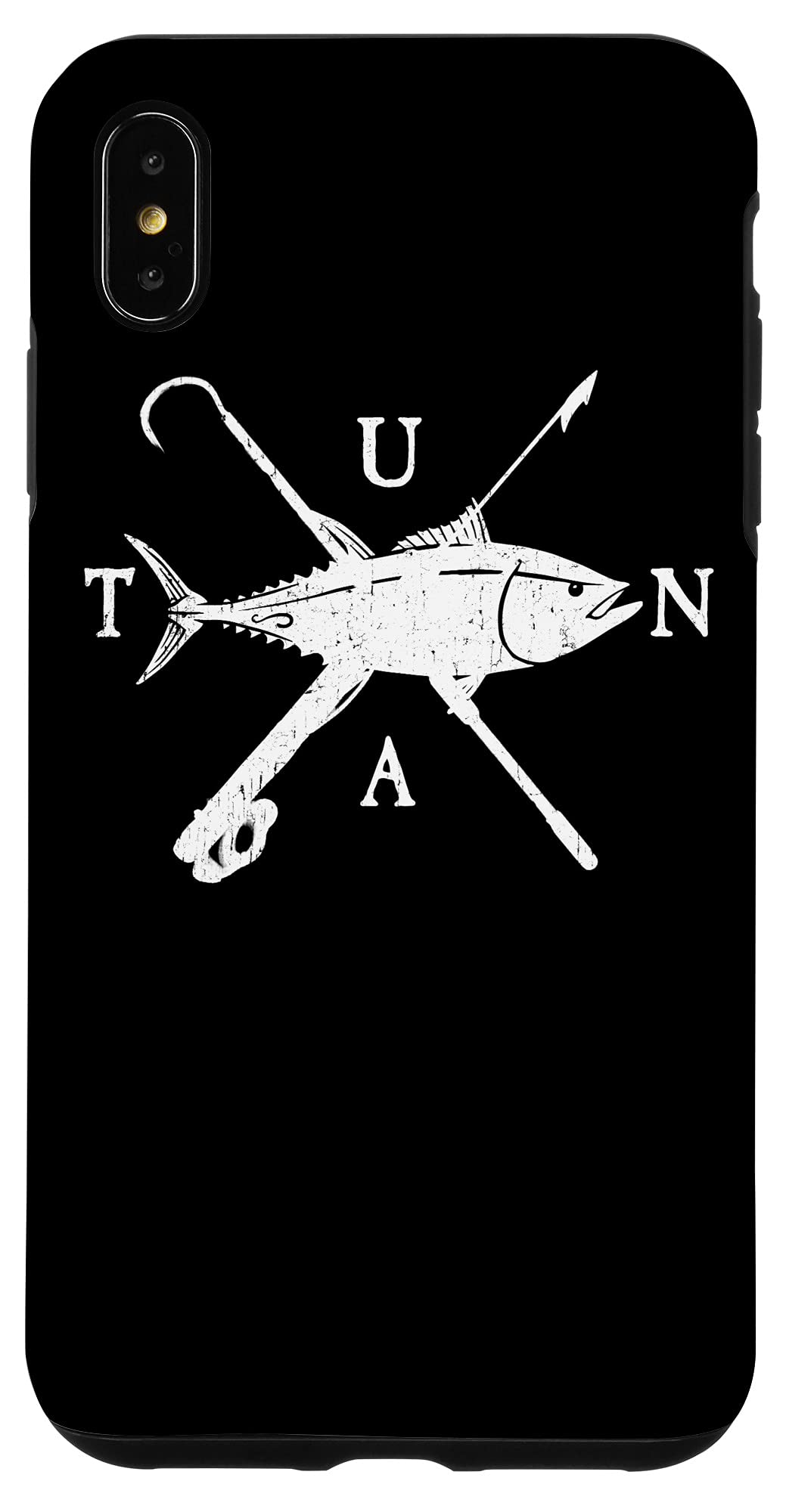 iPhone XS Max Case - Tuna Fishing Logo with Harpoon & Gaff Design - Durable Protective Cover for Fishermen & Outdoor Enthusiasts - Perfect for Fishing Trips, Beach Outings & Water Sports