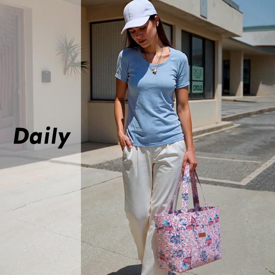Stylish Large Canvas Tote Bag for Women with Zipper - Lightweight Shoulder Bag & Top Handle Handbag - Perfect for Work, Travel, Shopping & Daily Use