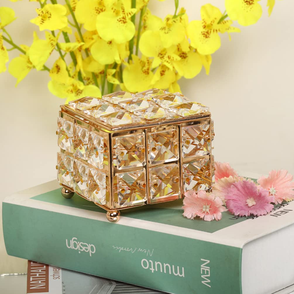 Happyyami Elegant Square Jewelry Box with Lid - Stylish Jewelry Storage Organizer for Girls, Women | Perfect for Home Decor, Vanity Table, Gift Giving & Travel Accessories