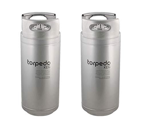 Stainless Steel Torpedo Kegs 2-Pack - 5 Gallon Stackable Ball Lock Corny Kegs for Homebrew Beer & Soda | Perfect for Home Brewing, Parties & Commercial Use