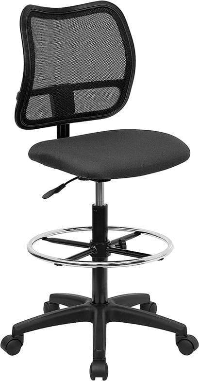 Ergonomic Contoured Mid Back Mesh Stool with Lumbar Support - Black [WL A277 BK D GG] - Perfect for Office, Gaming & Home Workspace Comfort