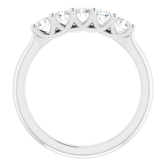 0.50 Carat Round Cut Diamond Wedding Band - 5 Stone Trellis Setting in 14K Gold - Elegant Bridal Ring for Engagement, Anniversary & Special Occasions