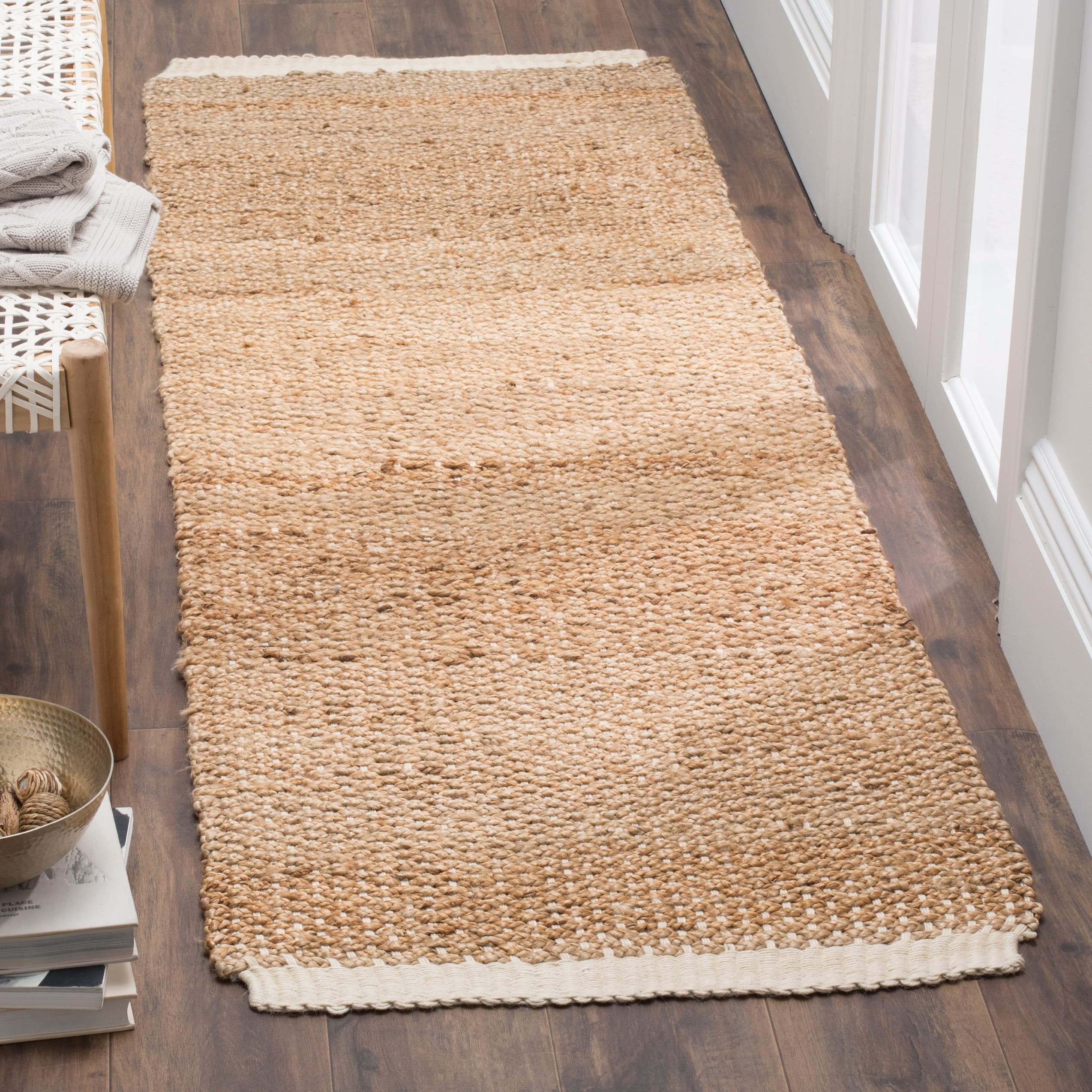 SAFAVIEH Natural Fiber Handmade Jute Area Rug - 9' x 12' Ivory & Natural, Non-Slip Living Room & Bedroom Rug, Eco-Friendly Floor Covering for High Traffic Areas, Boho Home Decor (NF465A) | Perfect for Cozy Spaces, Dining Rooms & Entryways