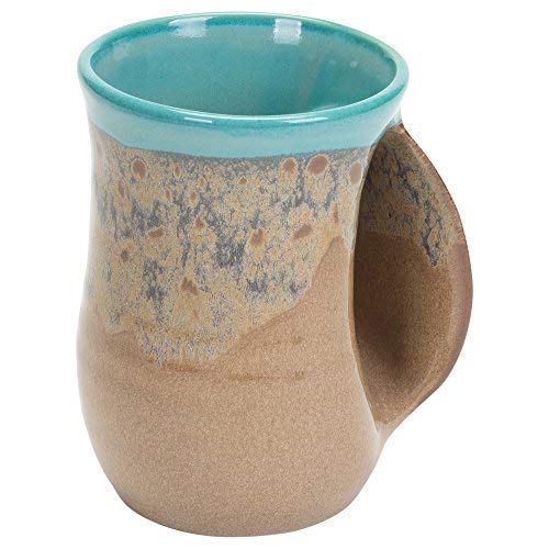 Clay in Motion Handwarmer Mug - Right Hand (Island Oasis) | Ceramic Travel Coffee Cup with Ergonomic Handle | Perfect for Office, Commuting & Outdoor Adventures