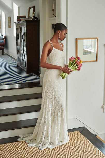 BHLDN Catherine Deane Robyn Gown - Elegant Lace Wedding Dress for Brides, Perfect for Beach & Garden Ceremonies