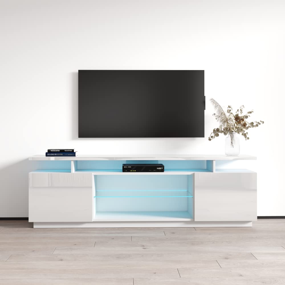 Modern Eva K TV Stand with Matte Glossy Finish - 80