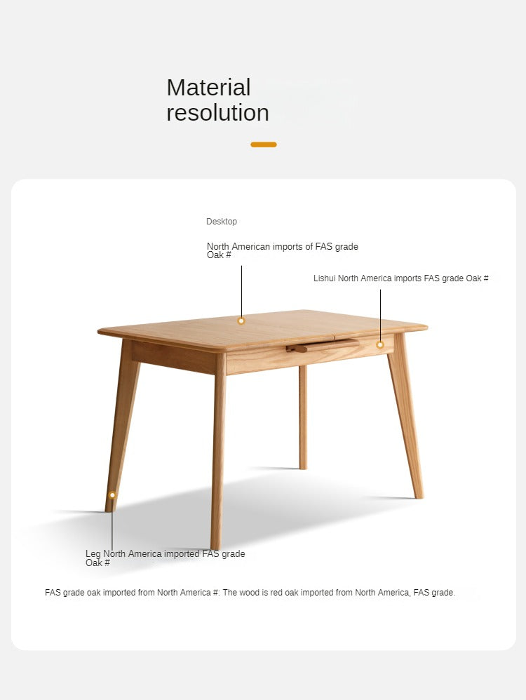 Solid Oak & Ash Wood Nordic Wall Mounted Extendable Dining Table - Space Saving Retractable Design for Small Apartments & Modern Homes