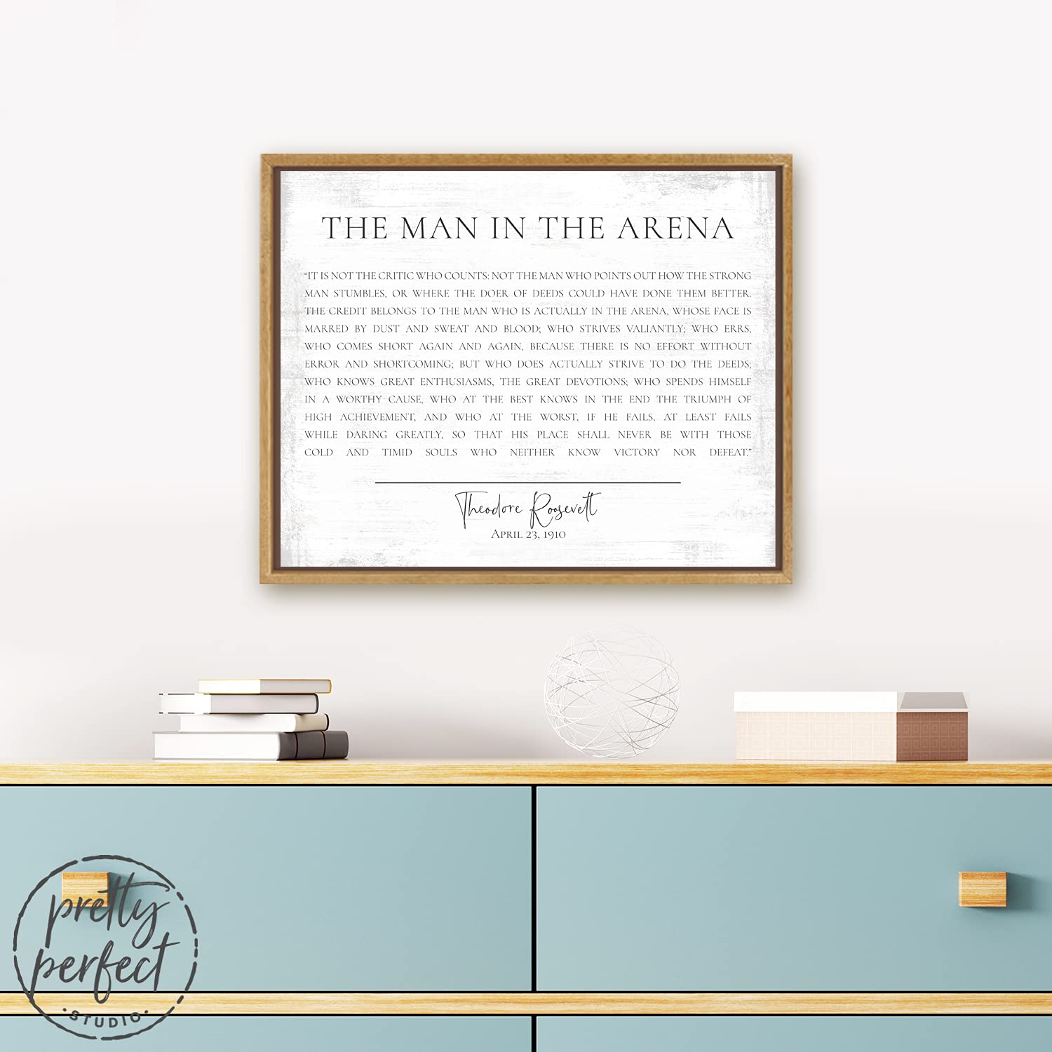 The Man in The Arena Framed Wall Art - Theodore Roosevelt Inspirational Quote Print for Home & Office Decor | Motivational Speech Poster for Gym, Study Room & Workspace