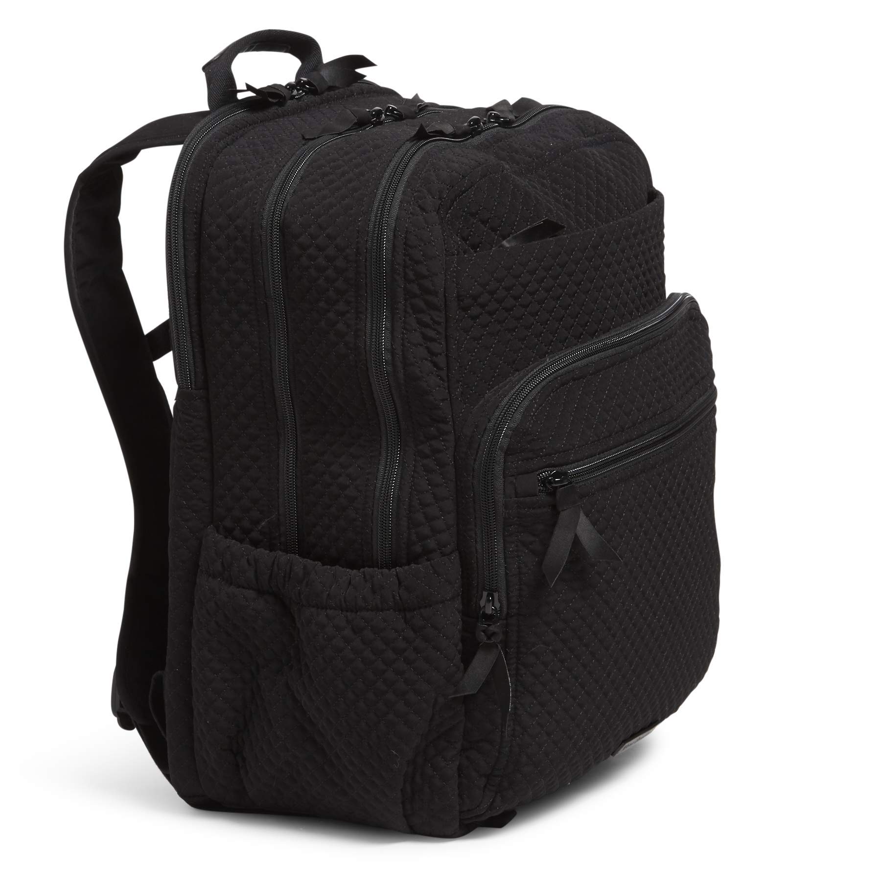 Vera Bradley Women's Microfiber XL Campus Backpack - Classic Black One Size | Spacious College Backpack for School, Travel & Work | Durable & Stylish Laptop Bag for Students & Professionals