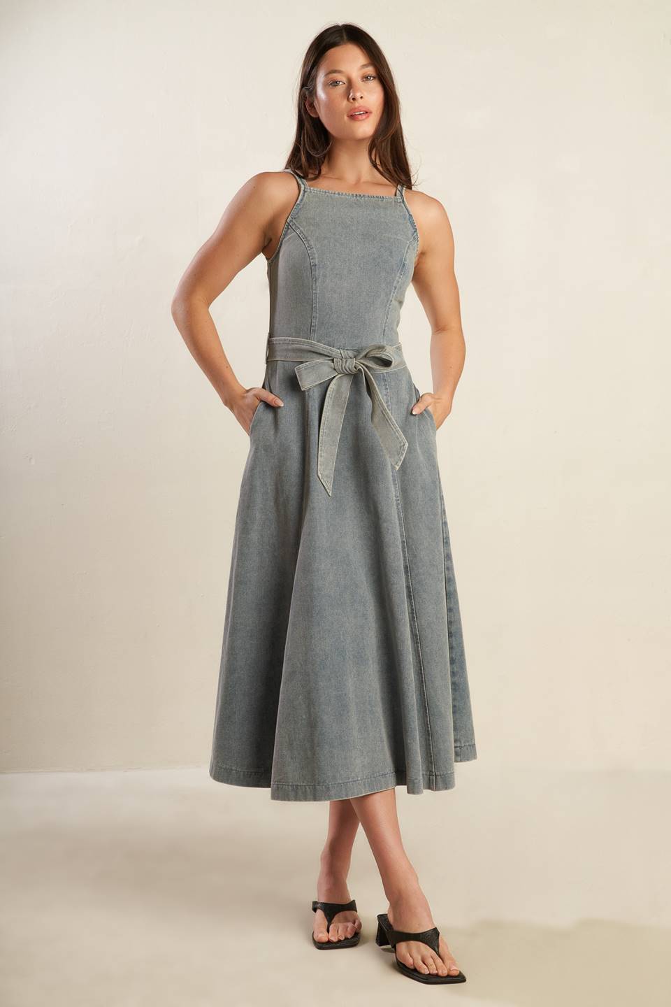 Stylish A Day at the Vineyard Denim Midi Dress for Women - Perfect for Wine Tasting, Brunch & Summer Outings