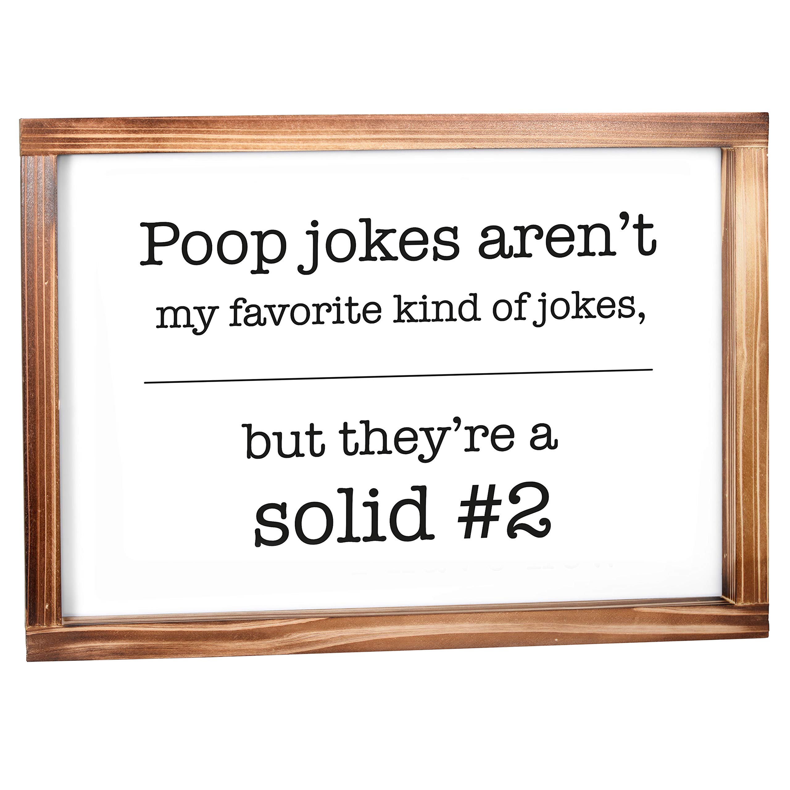 MAINEVENT 11x16 Inch Rectangular Fir Wood Wall Sign with Funny Poop Joke - Rustic Farmhouse Bathroom Decor for Home, Cabin & Office - Perfect Gift for Housewarming & Birthday